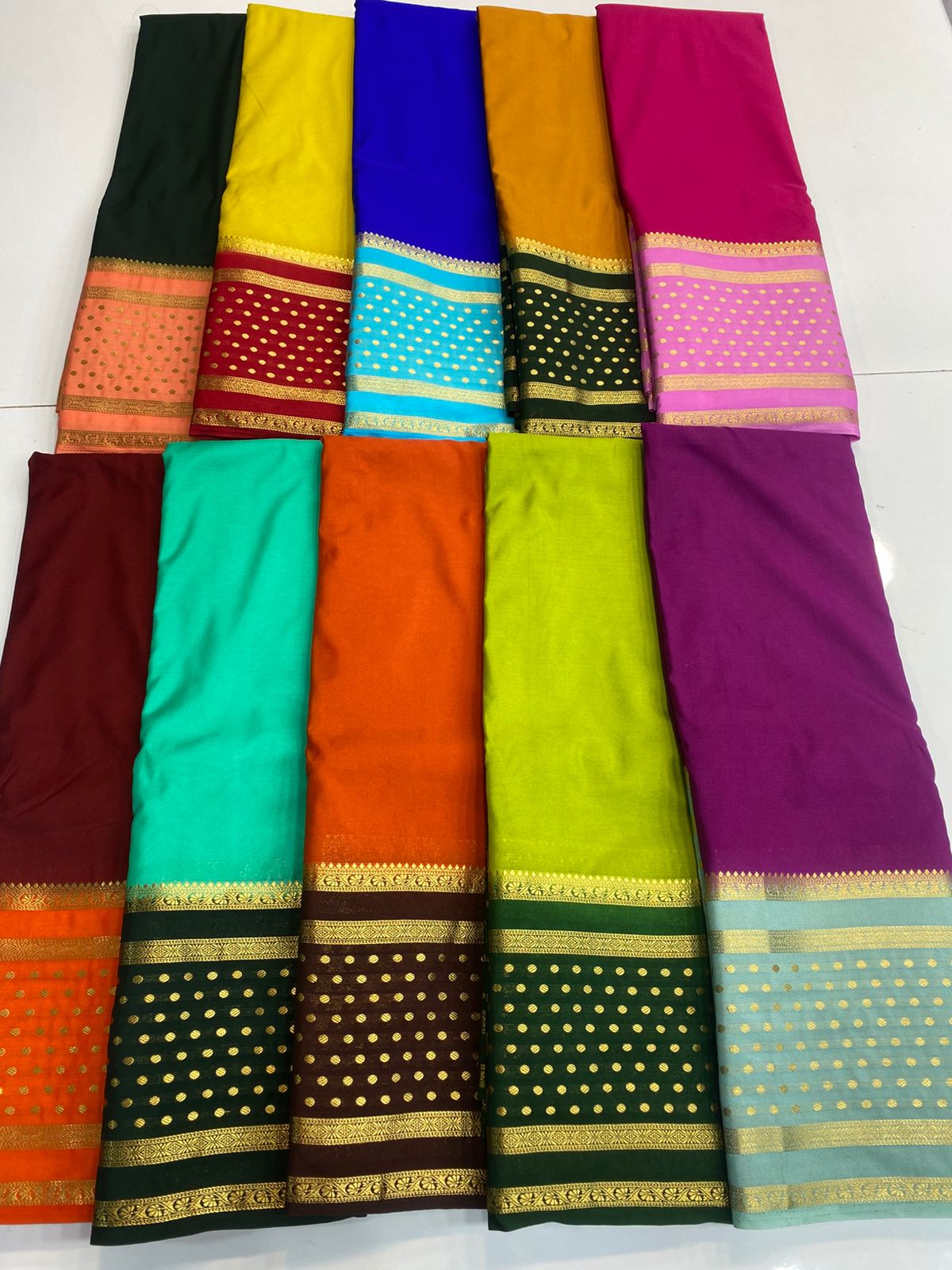 Mysore Crepe Bentex With Butta Border Saree (3121)