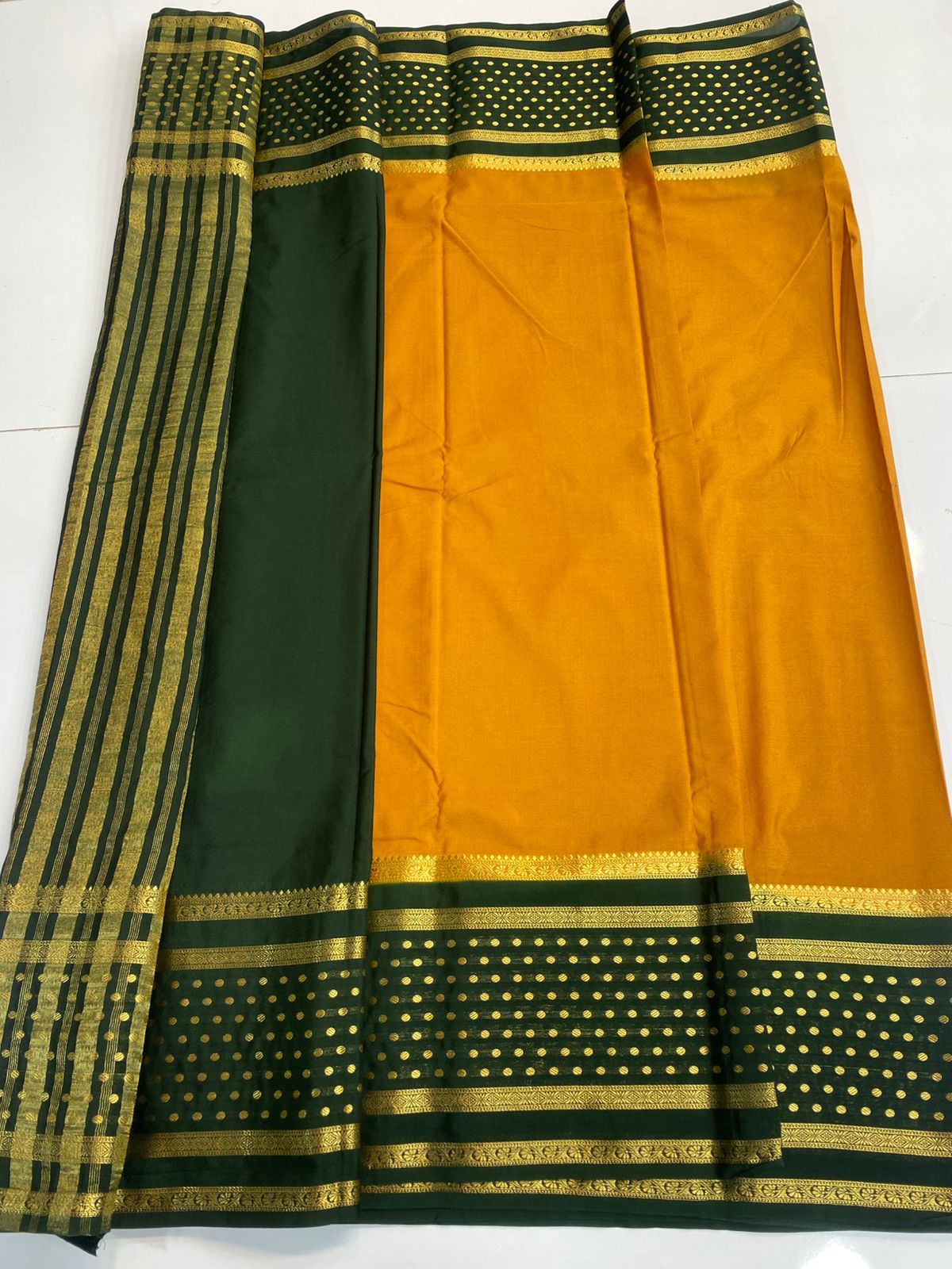 Mysore Crepe Bentex With Butta Border Saree (3121)