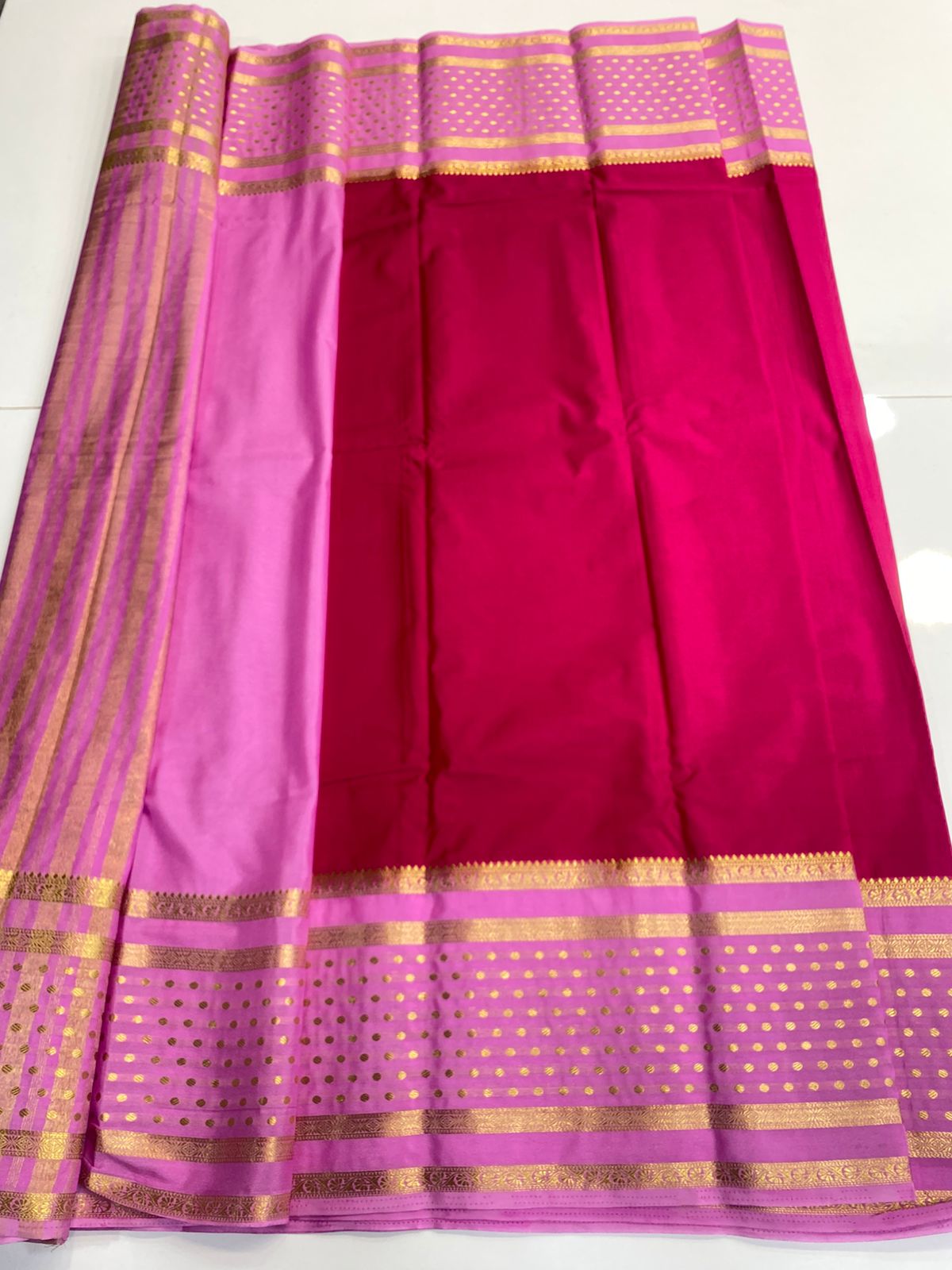 Mysore Crepe Bentex With Butta Border Saree (3121)