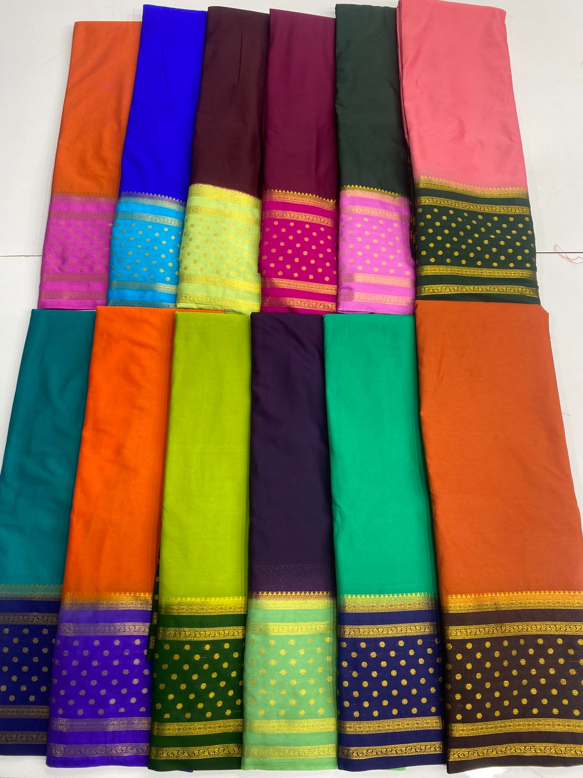 Mysore Crepe Bentex With Butta Border Saree (3164)