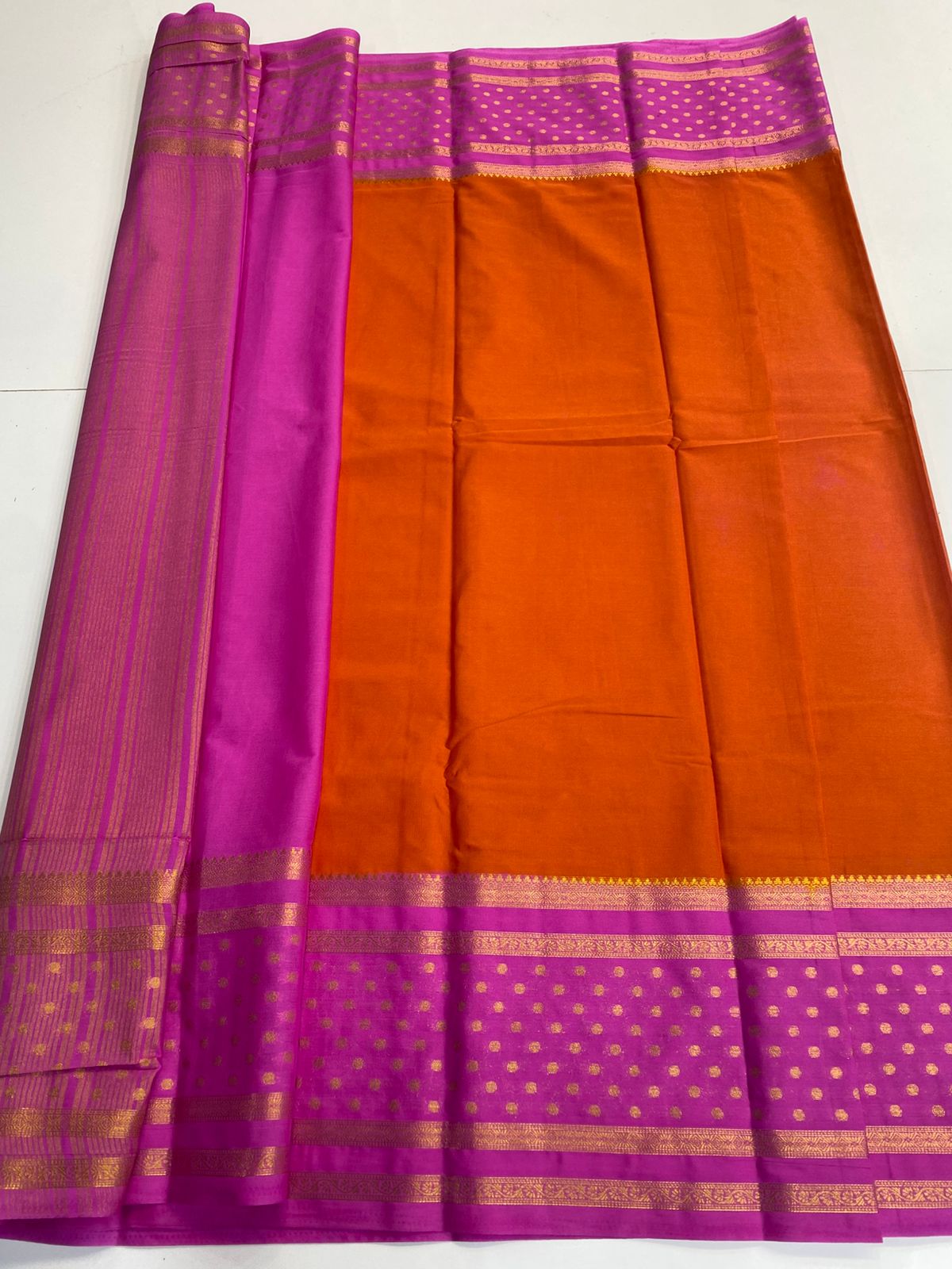 Mysore Crepe Bentex With Butta Border Saree (3164)