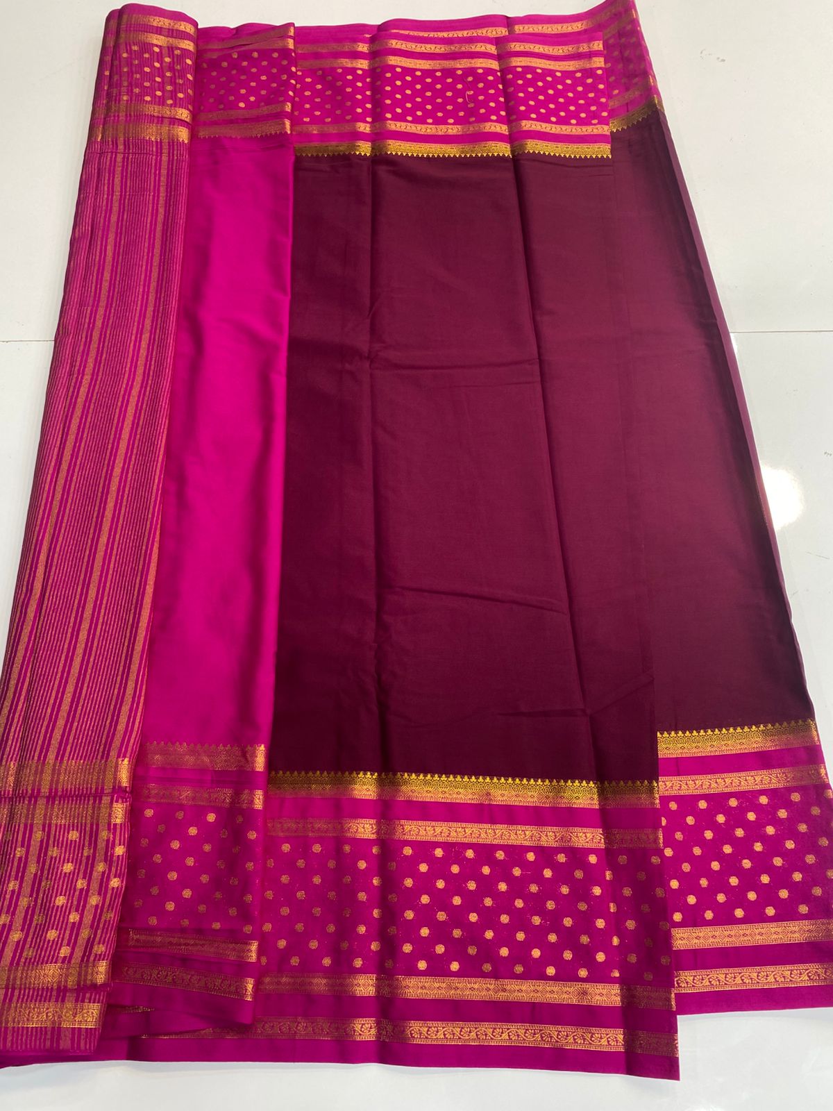 Mysore Crepe Bentex With Butta Border Saree (3164)