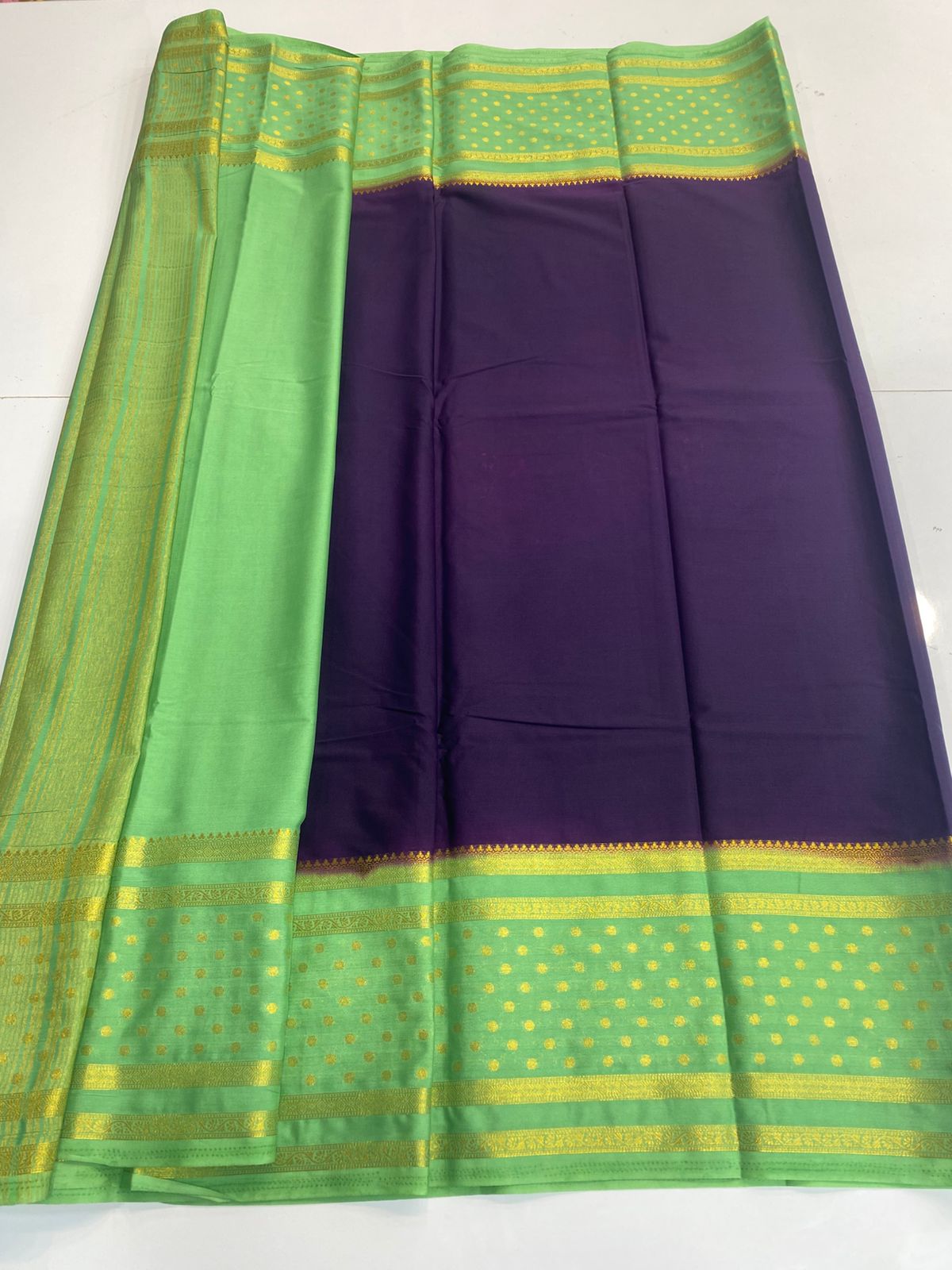 Mysore Crepe Bentex With Butta Border Saree (3164)