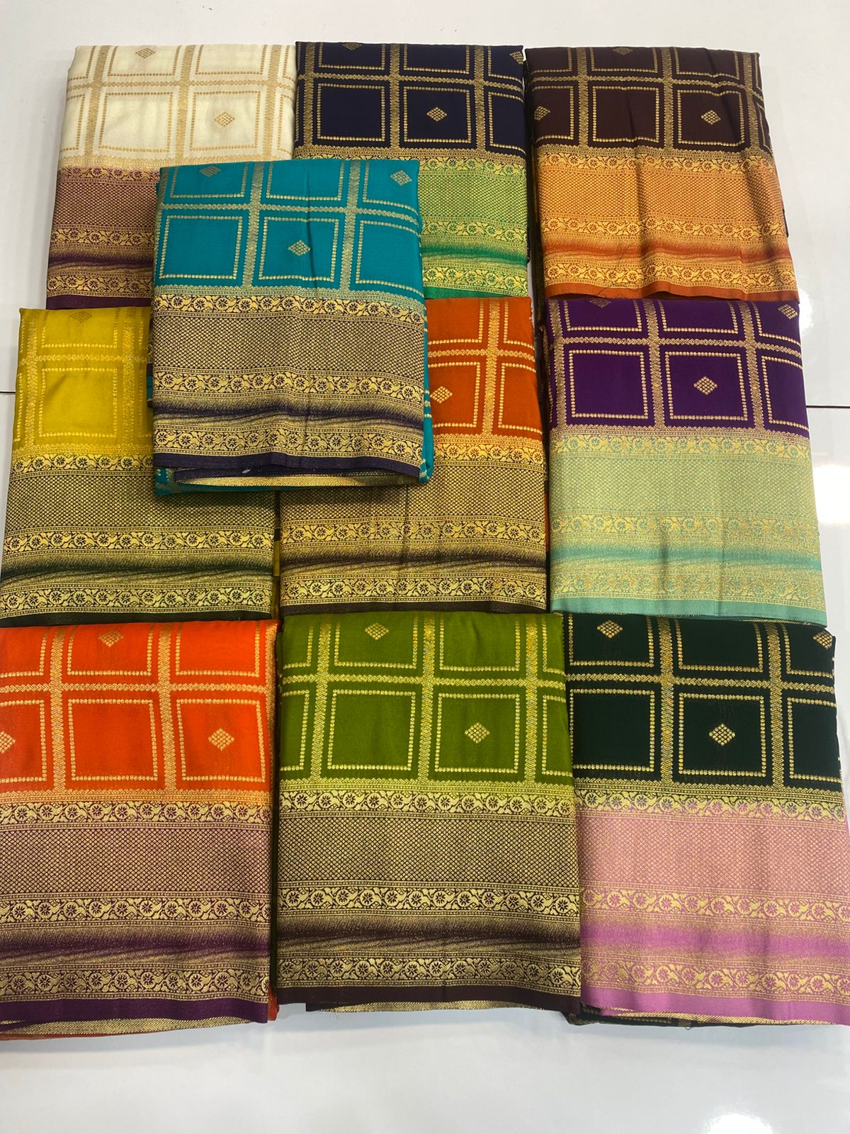 Georgette Checks Butta Saree(3174A)