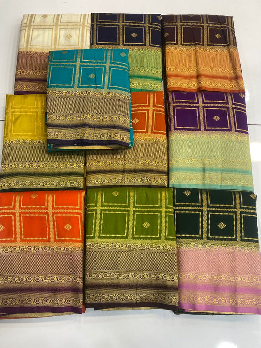 Georgette Checks Butta Saree ( 3174A-R )