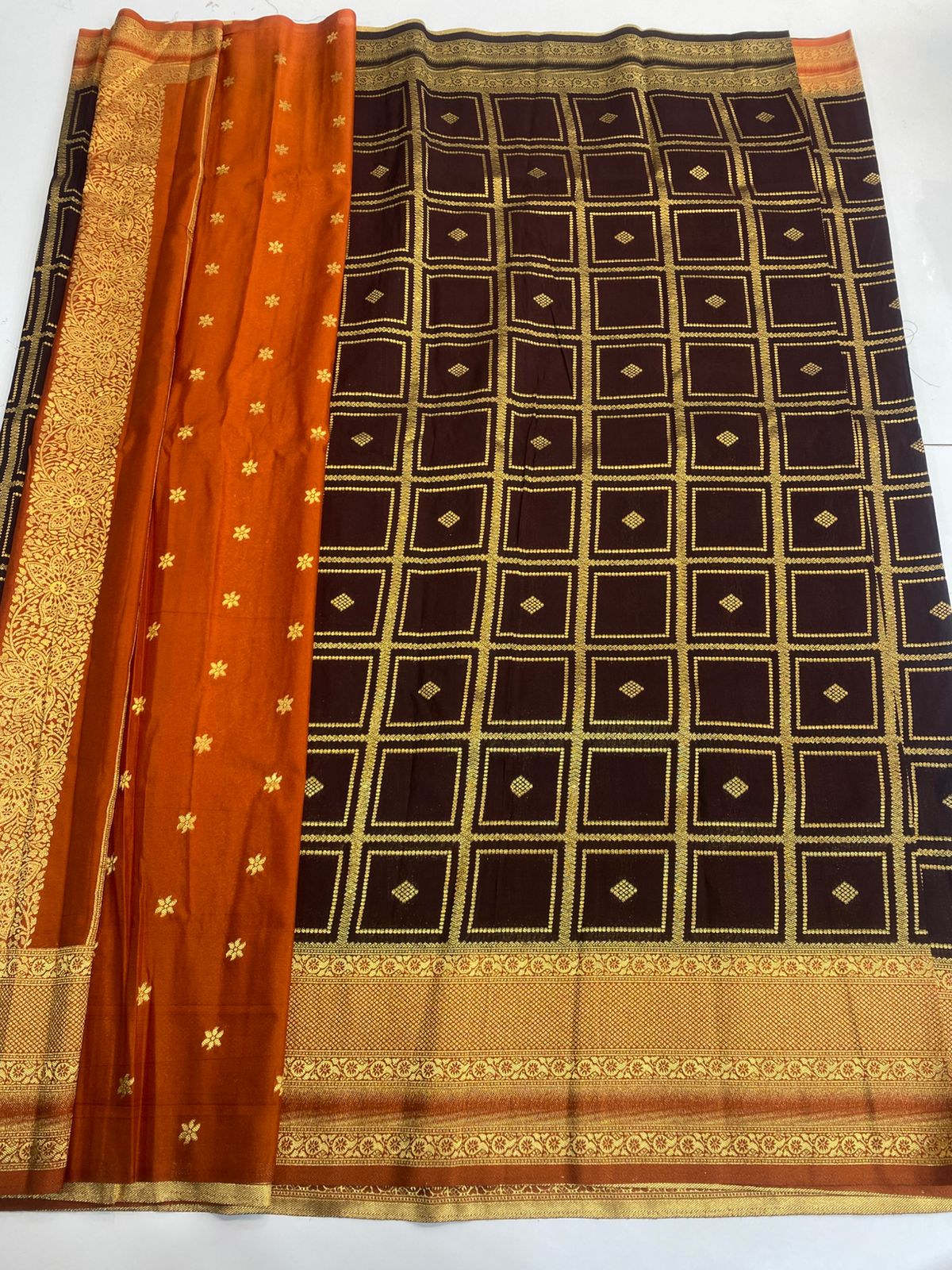 Georgette Checks Butta Saree(3174A)