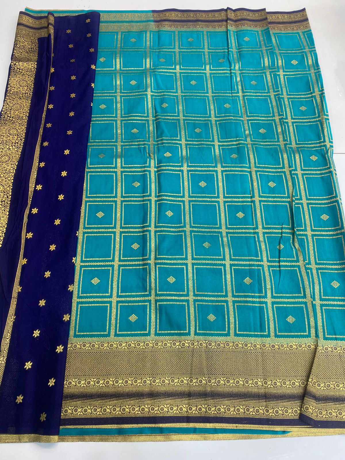 Georgette Checks Butta Saree(3174A)