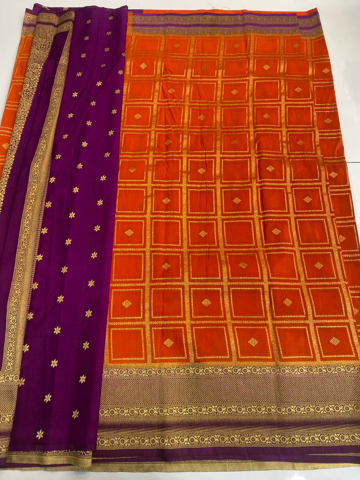 Georgette Checks Butta Saree(3174A)