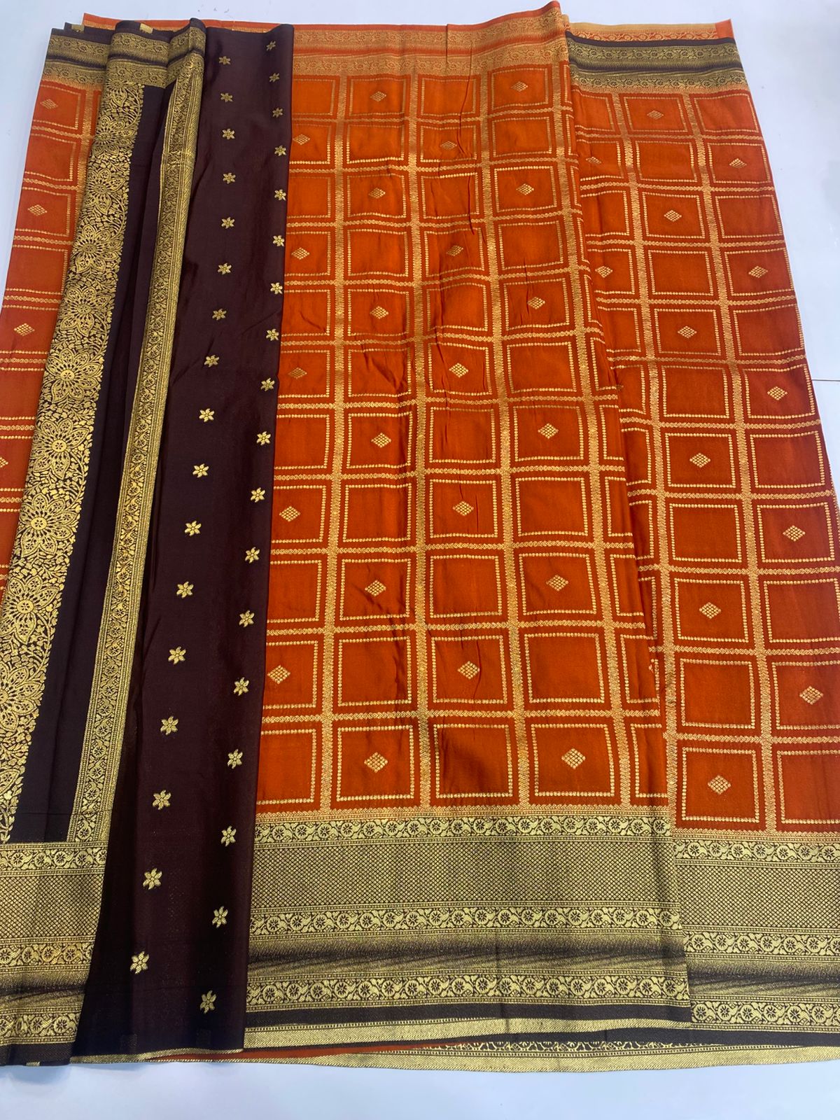 Georgette Checks Butta Saree(3174A)
