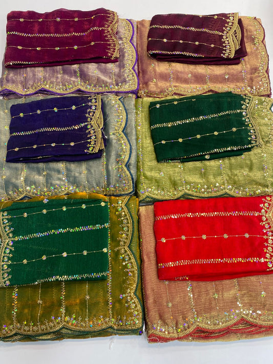 Fancy Space Silk Saree  ( 3097-R40 )