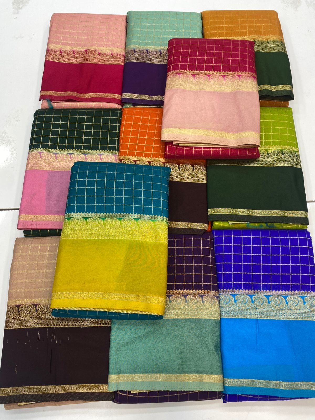 Georgette Checks Saree(3205)
