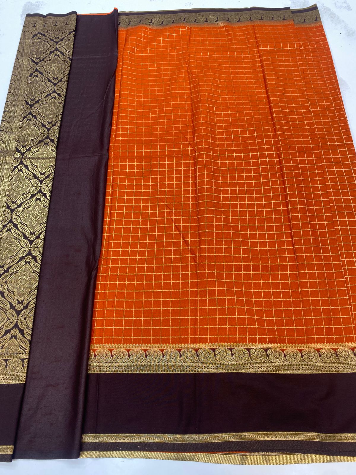 Georgette Checks Saree(3205)