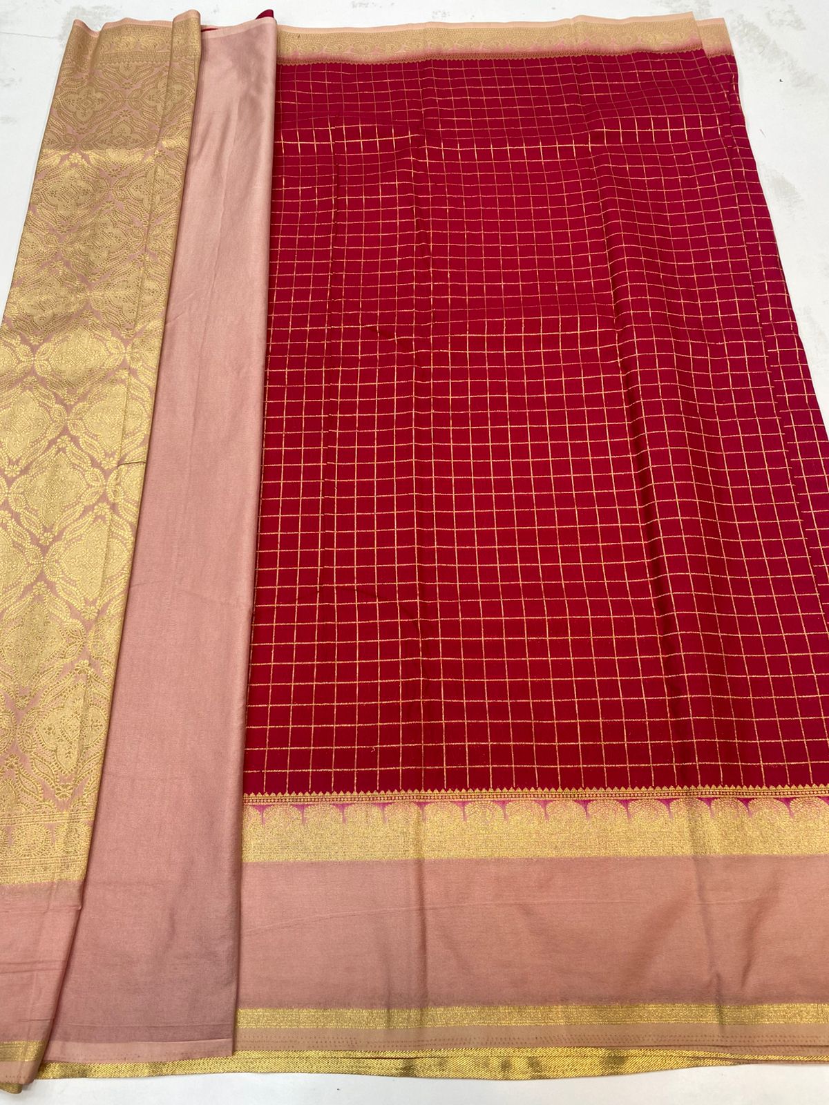 Georgette Checks Saree(3205)