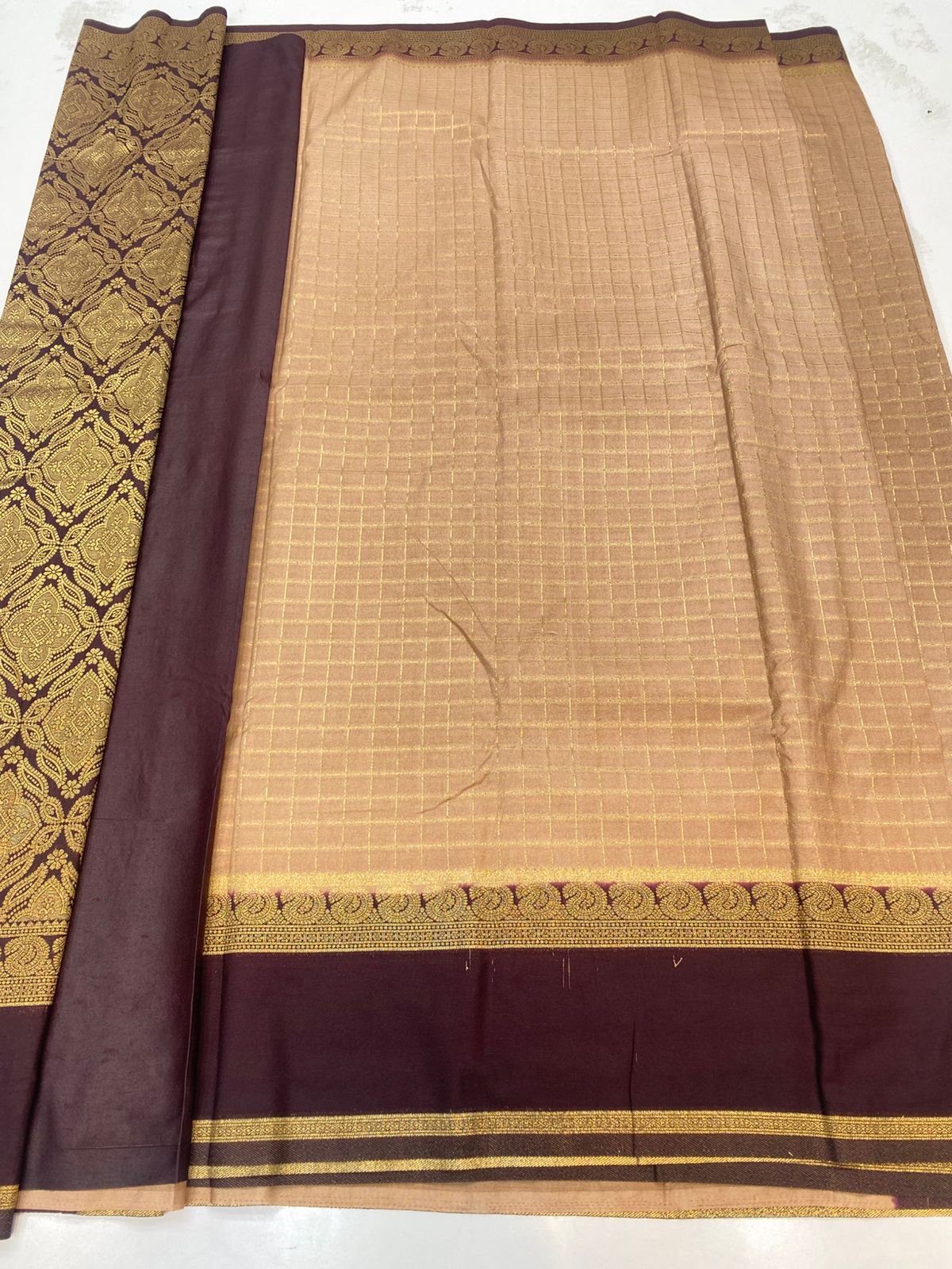 Georgette Checks Saree(3205)