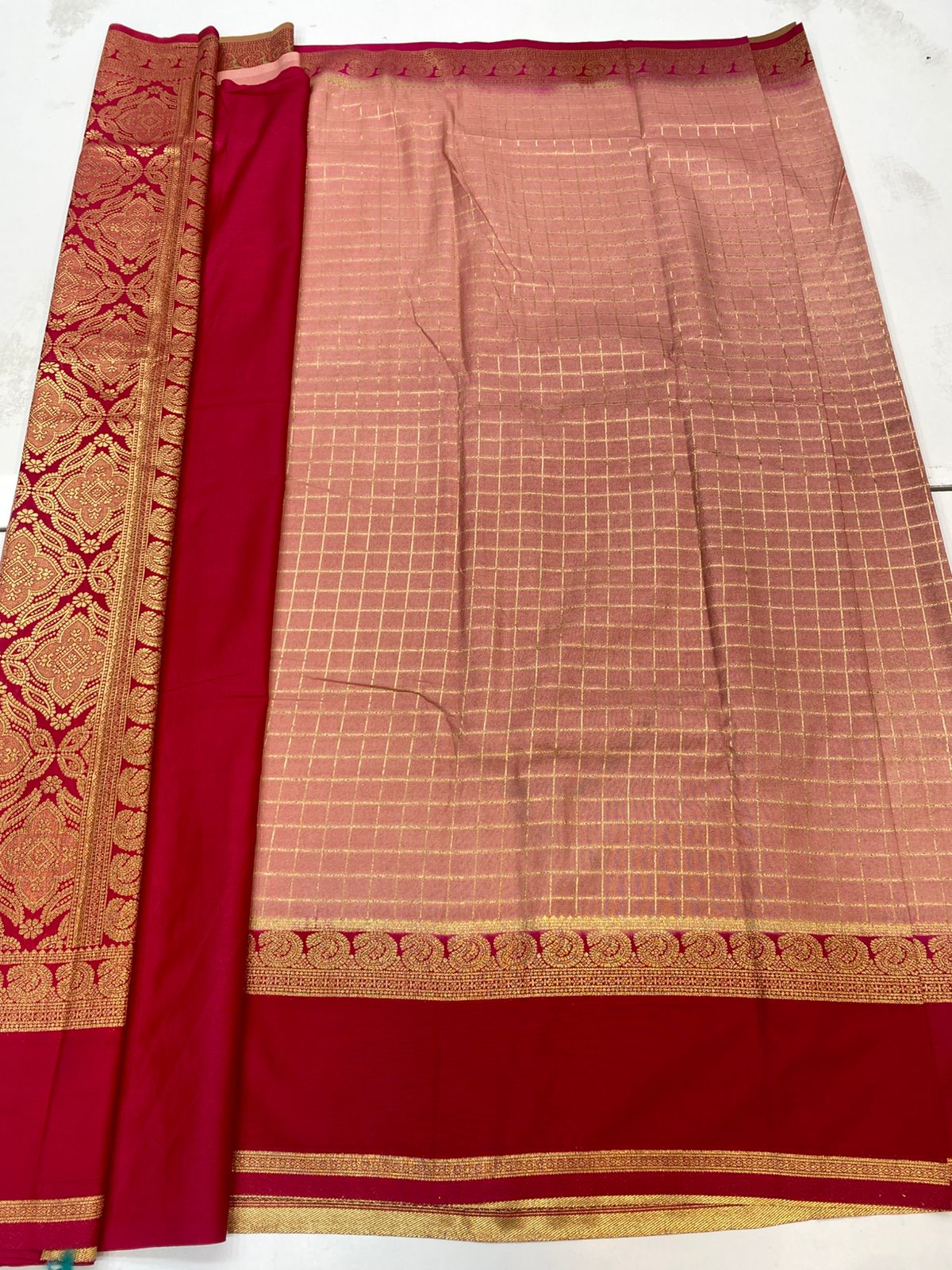 Georgette Checks Saree(3205)