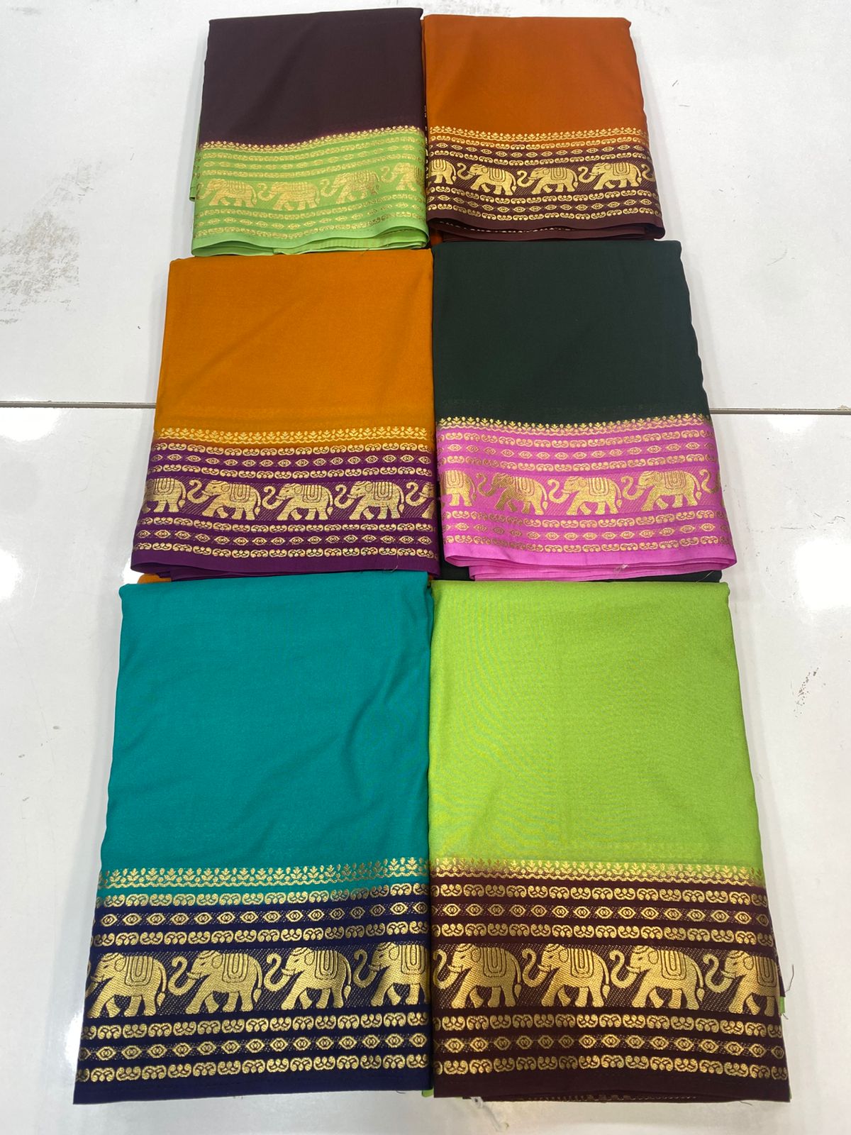 Mysore Crepe Elephant Border Saree(3200)