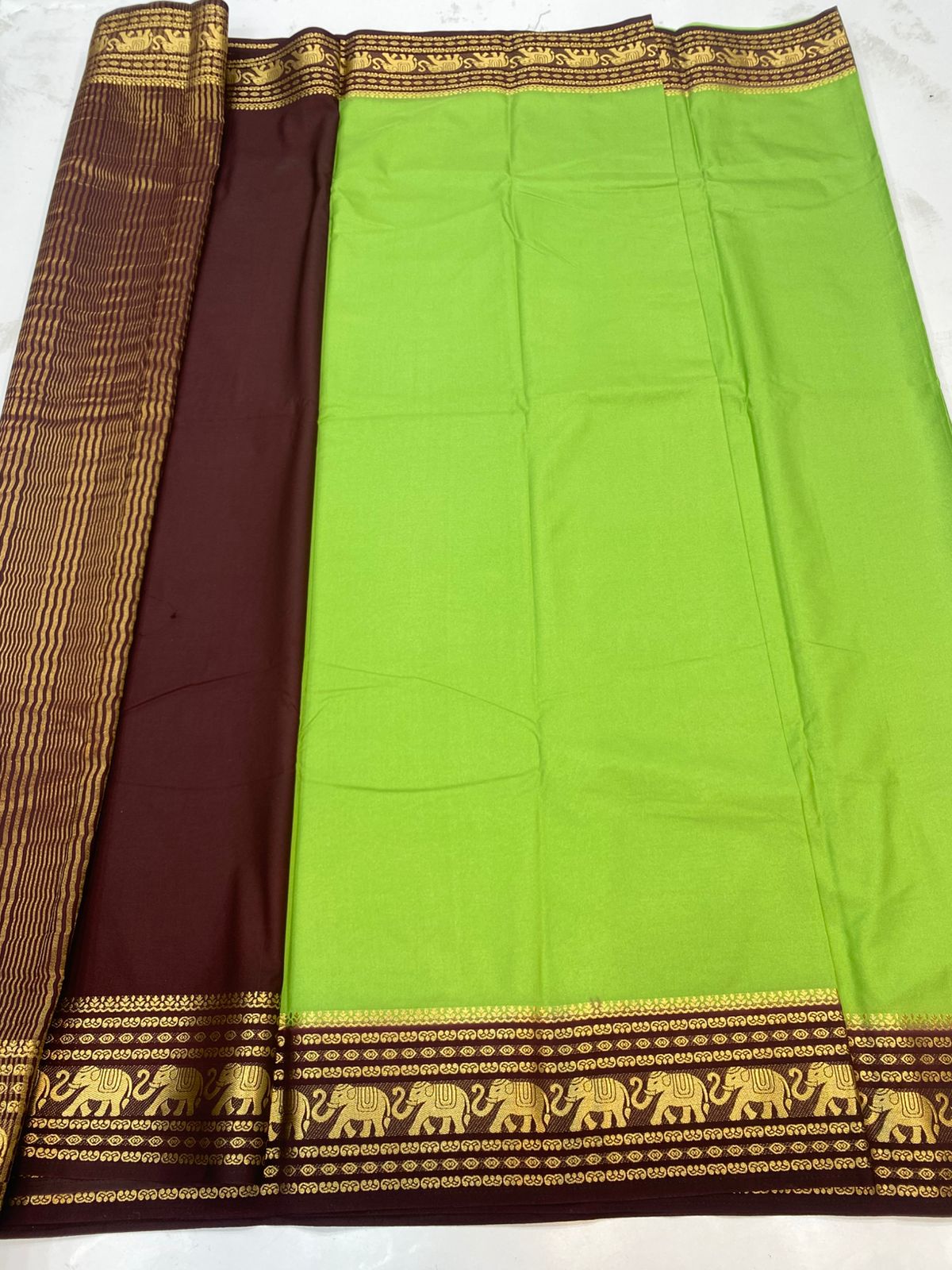 Mysore Crepe Elephant Border Saree(3200)