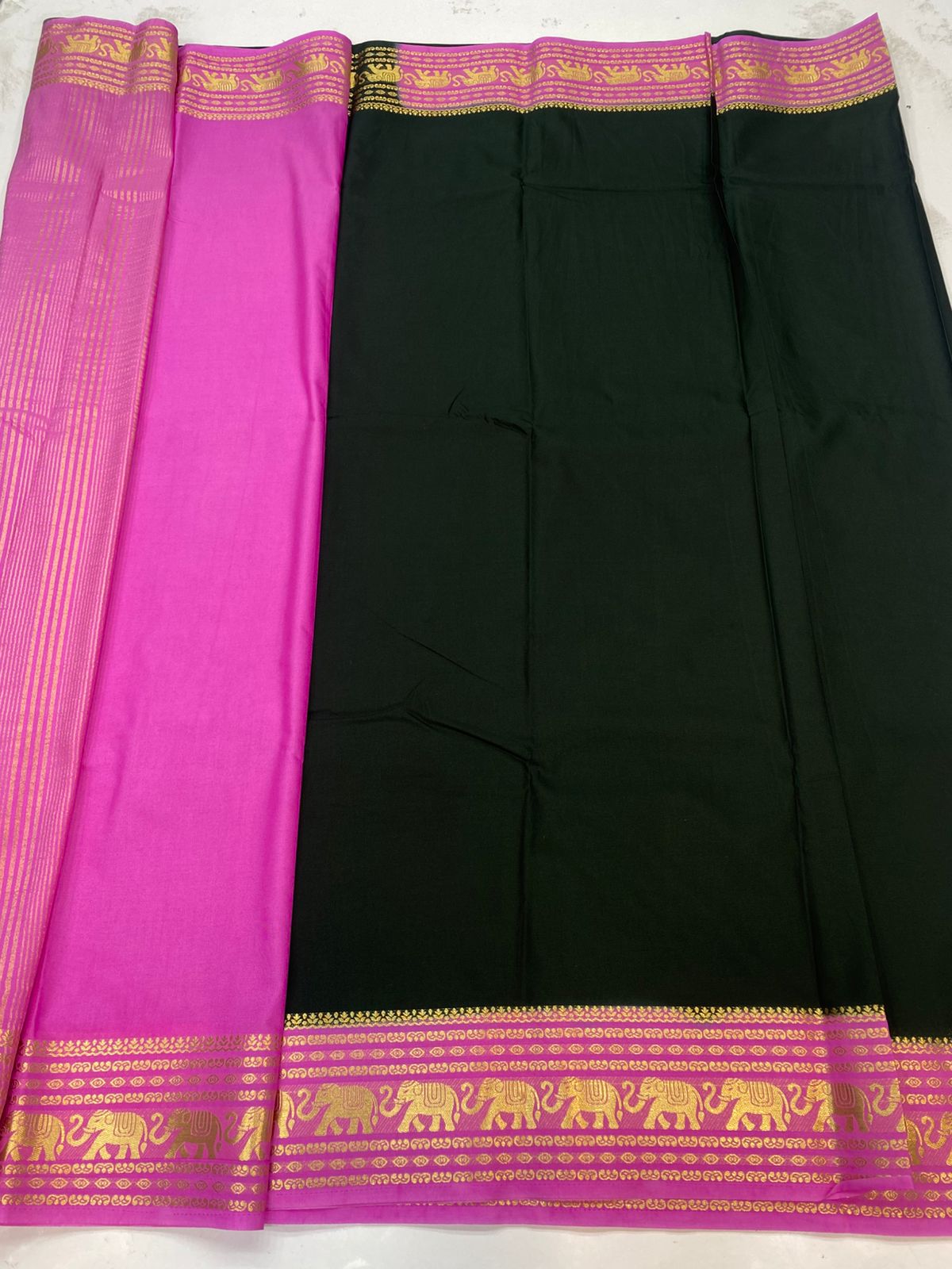 Mysore Crepe Elephant Border Saree(3200)