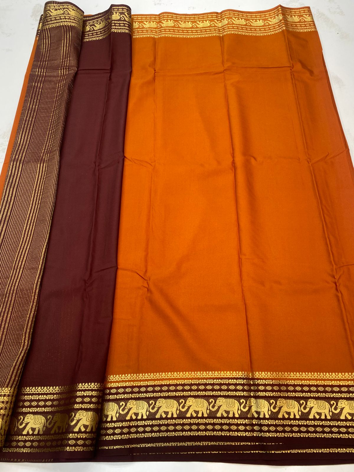 Mysore Crepe Elephant Border Saree(3200)