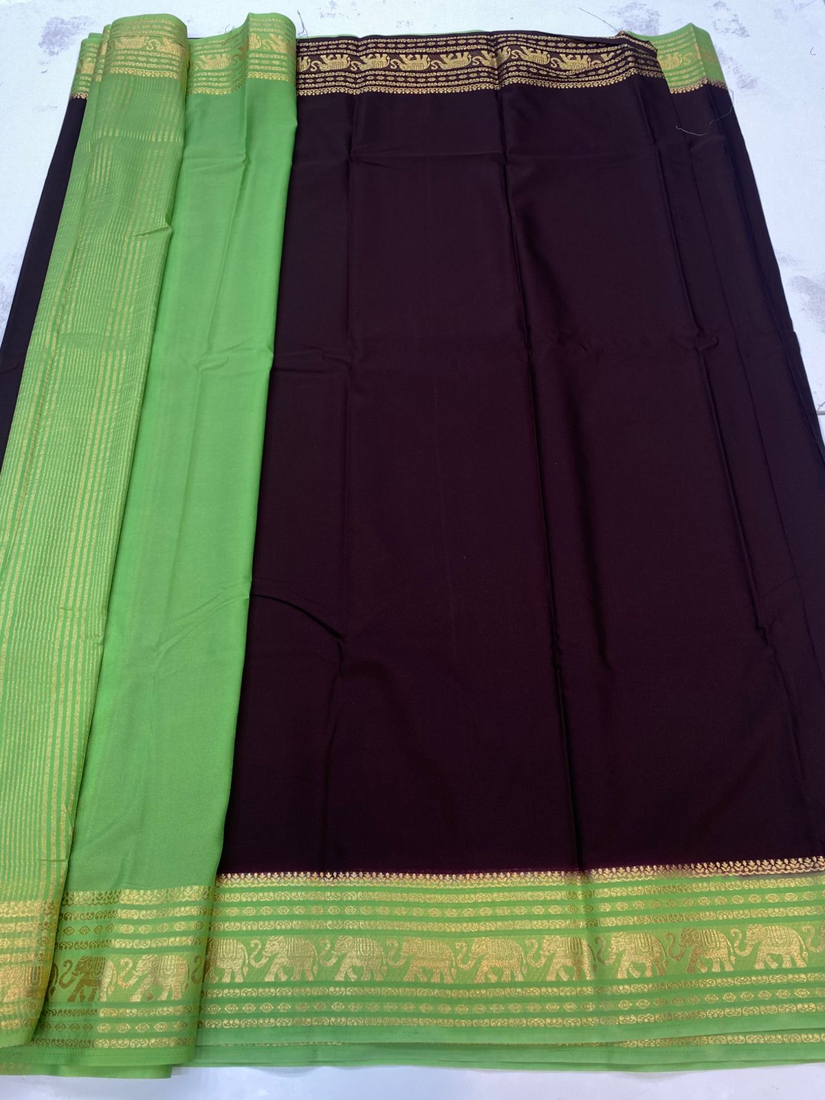 Mysore Crepe Elephant Border Saree(3200)