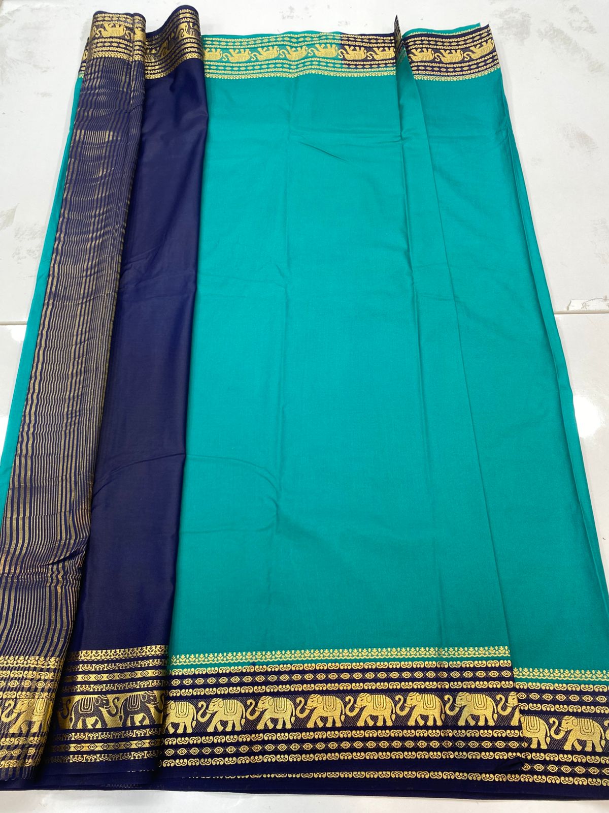 Mysore Crepe Elephant Border Saree(3200)