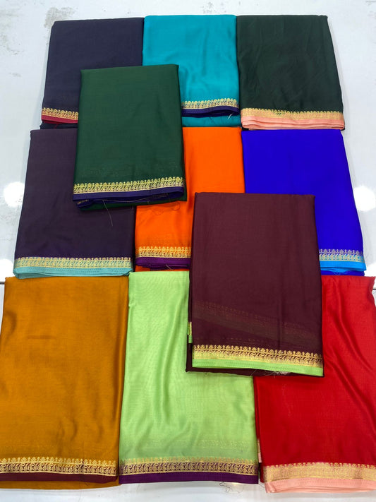 Mysore Crepe Zari Border Saree ( 3203-R )