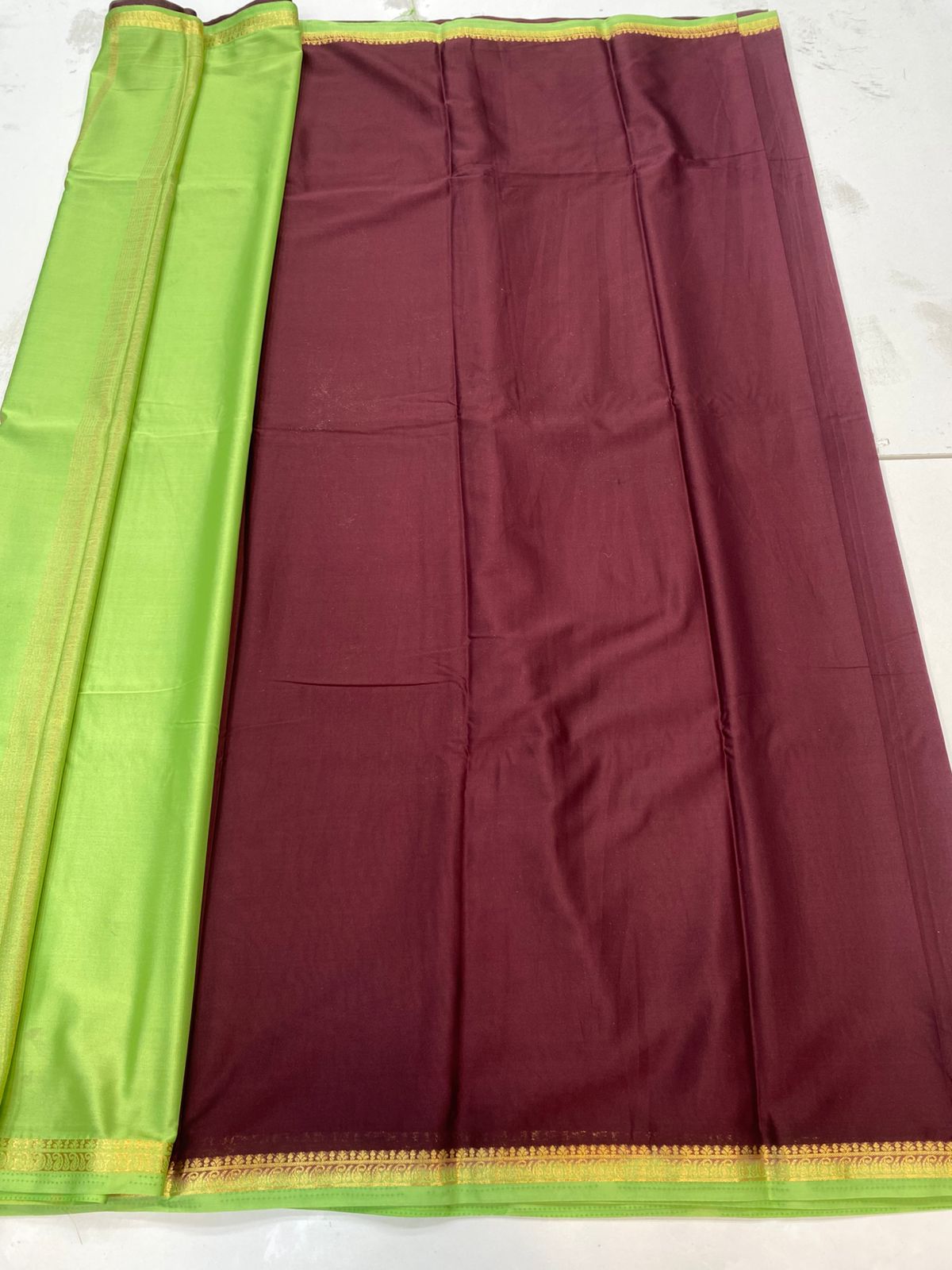 Mysore Crepe Zari Border Saree(3203)