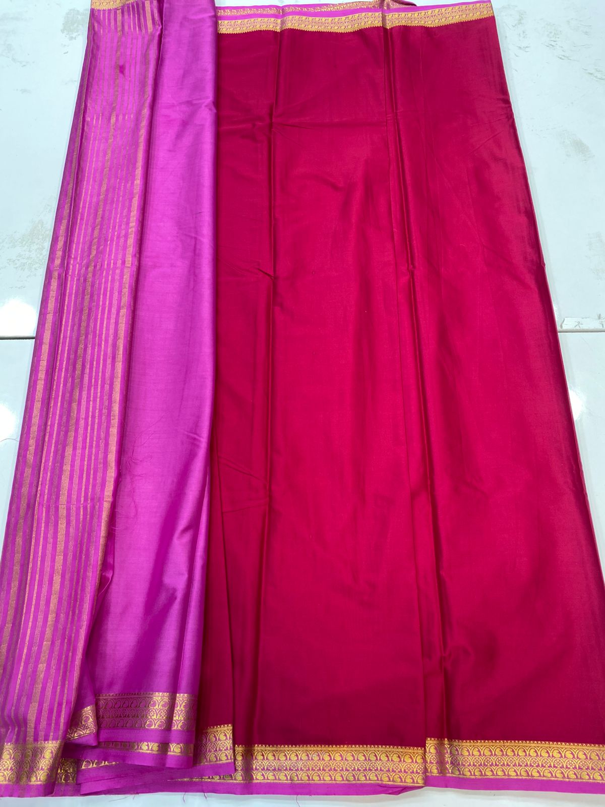 Mysore Crepe Zari Border Saree(3202)