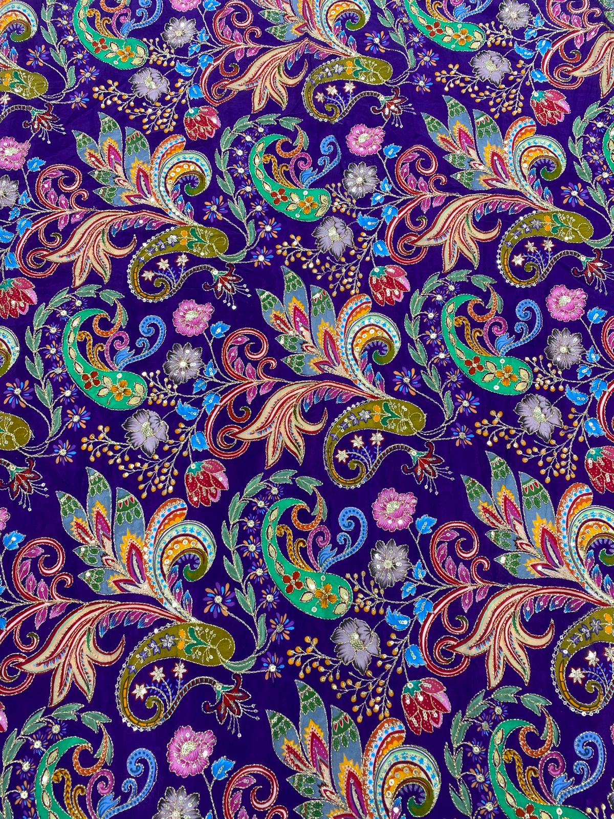 Natural Crepe Position Printed Embroidery Blouse ( 3216E-R50 )