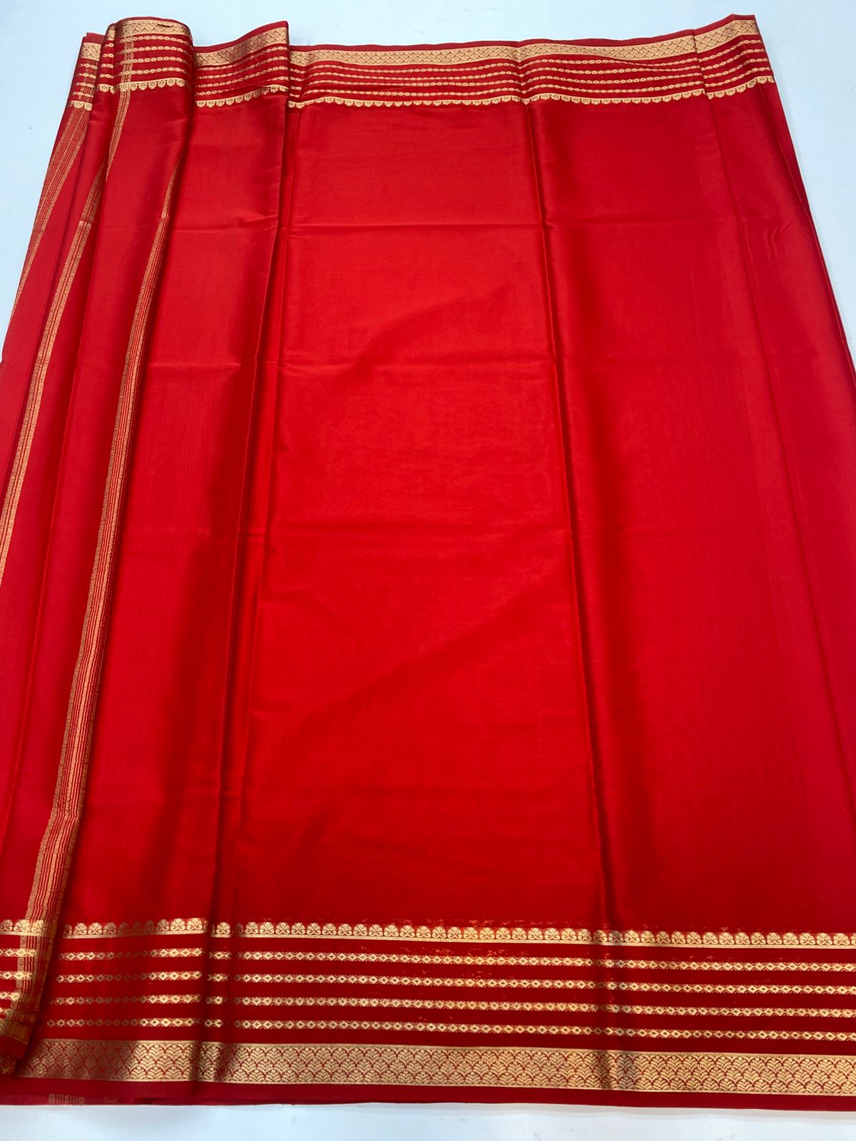 Mysore Crepe Red Saree(3223)
