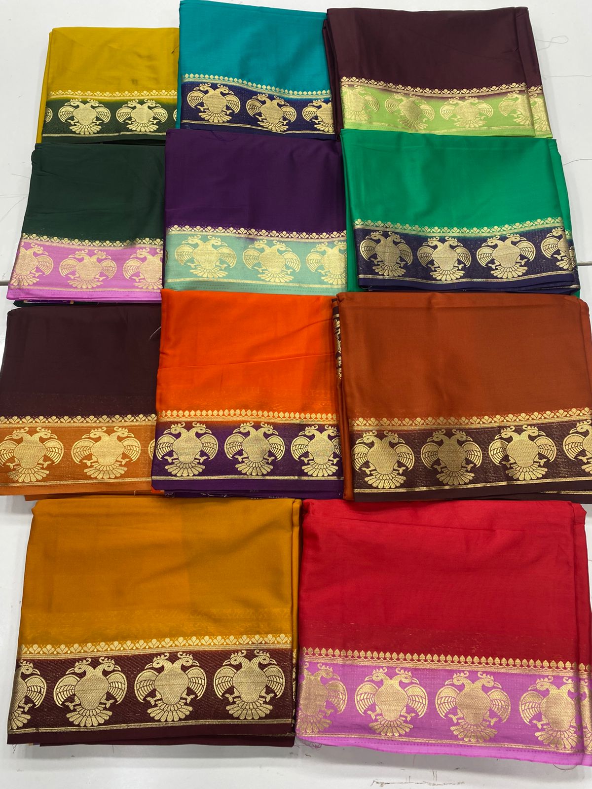 Mysore Crepe Gandabherunda Border Saree(3229B)