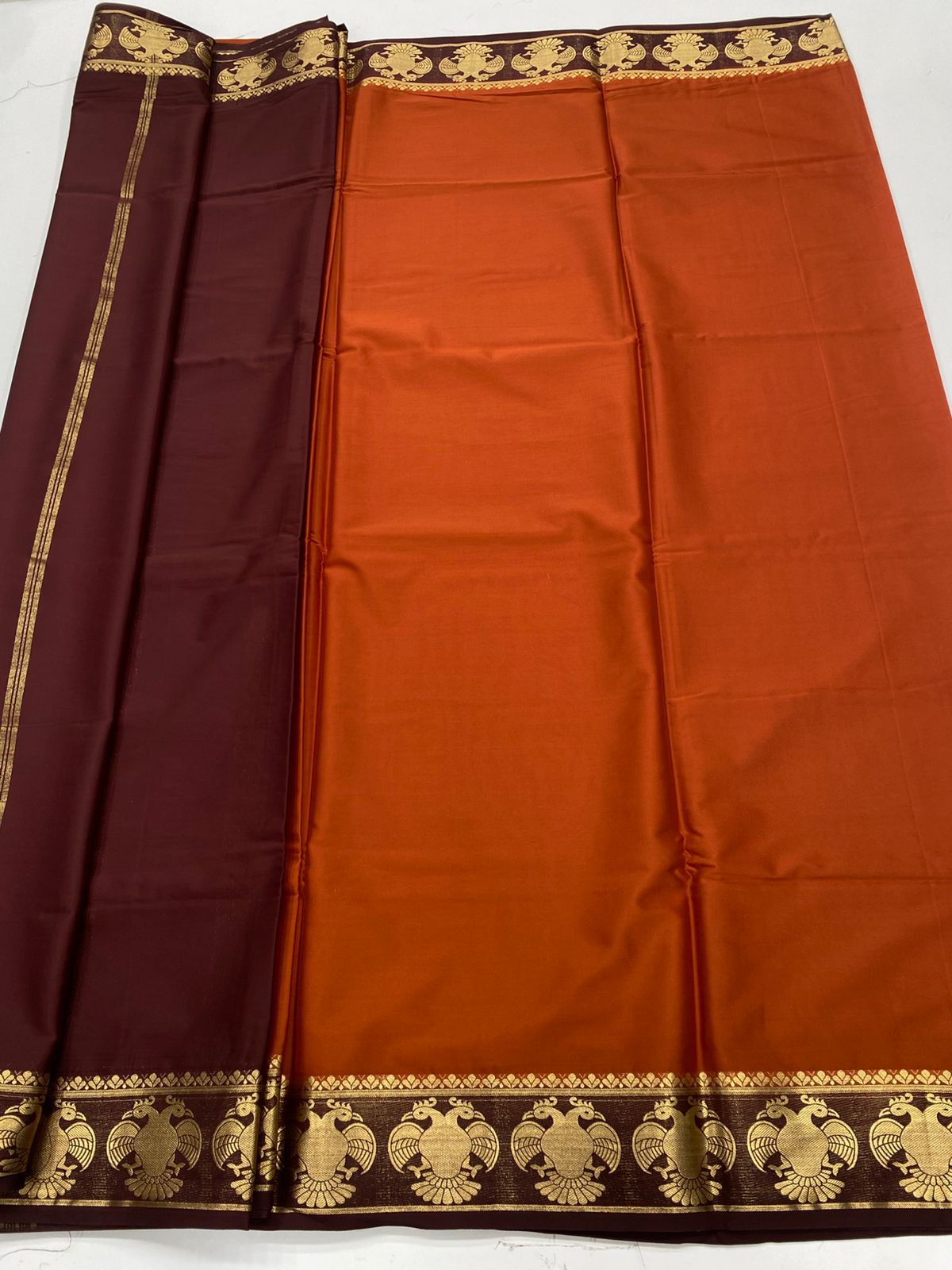 Mysore Crepe Gandabherunda Border Saree(3229B)