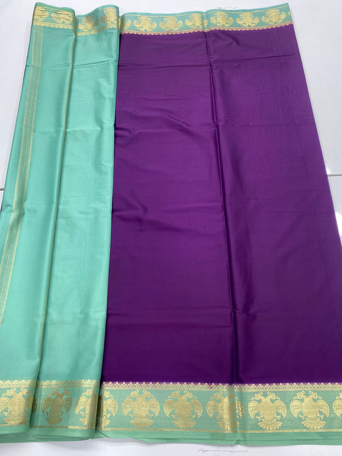 Mysore Crepe Gandabherunda Border Saree(3229B)