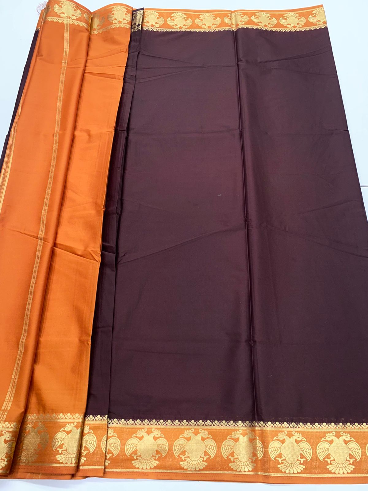 Mysore Crepe Gandabherunda Border Saree(3229B)