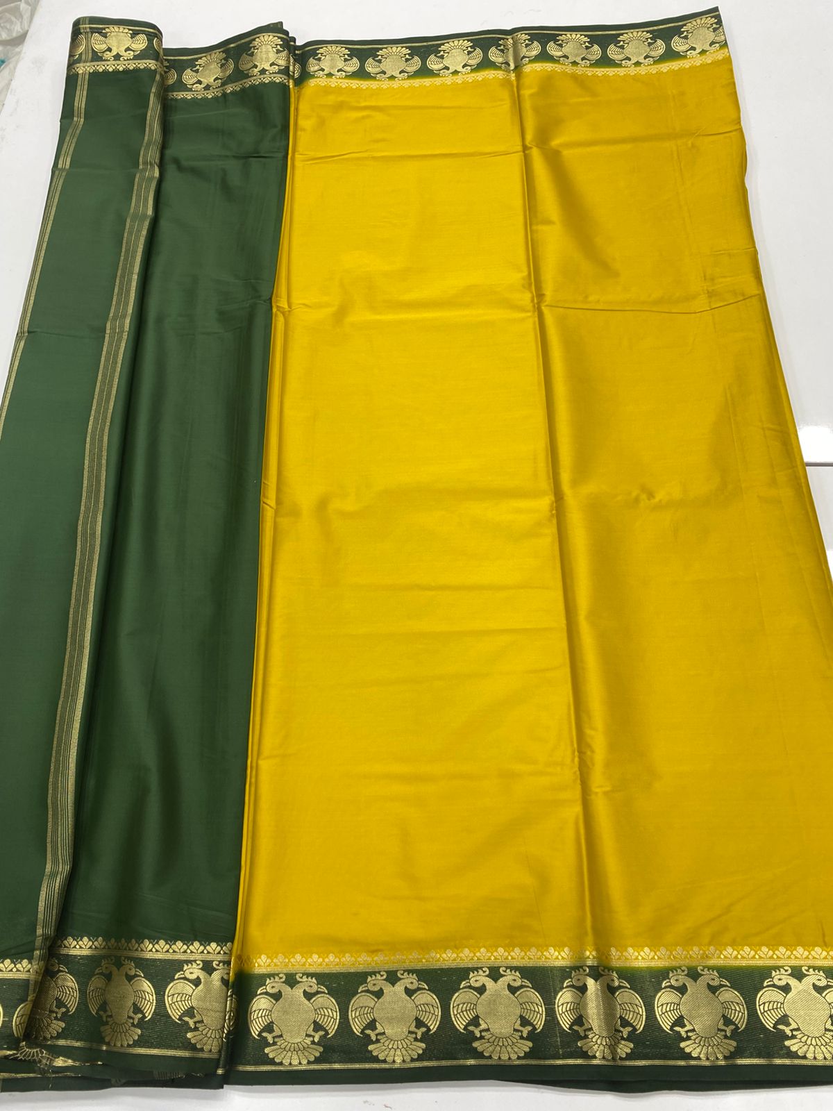 Mysore Crepe Gandabherunda Border Saree(3229B)