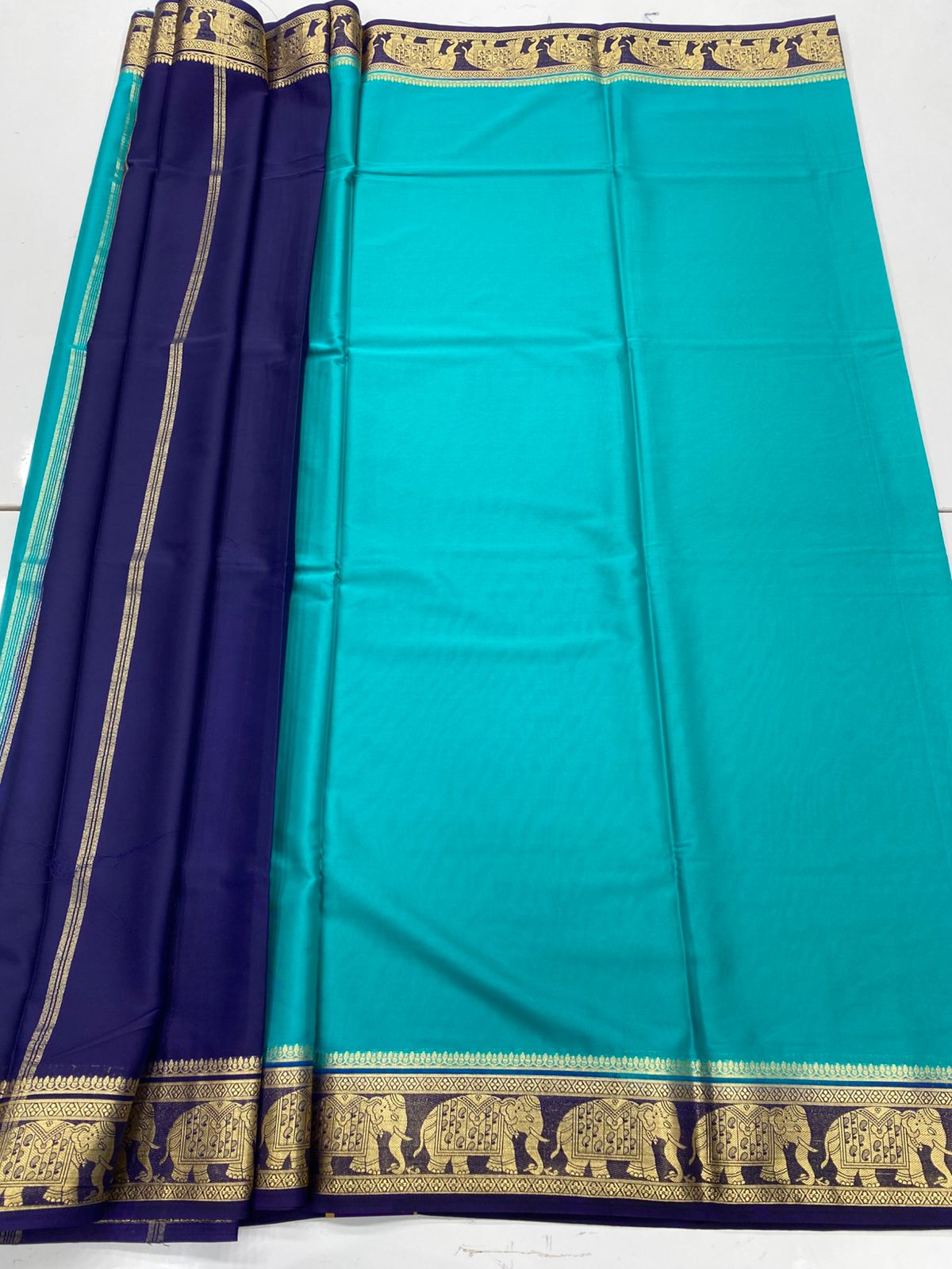Mysore Crepe Elephant Border Saree(3229C)