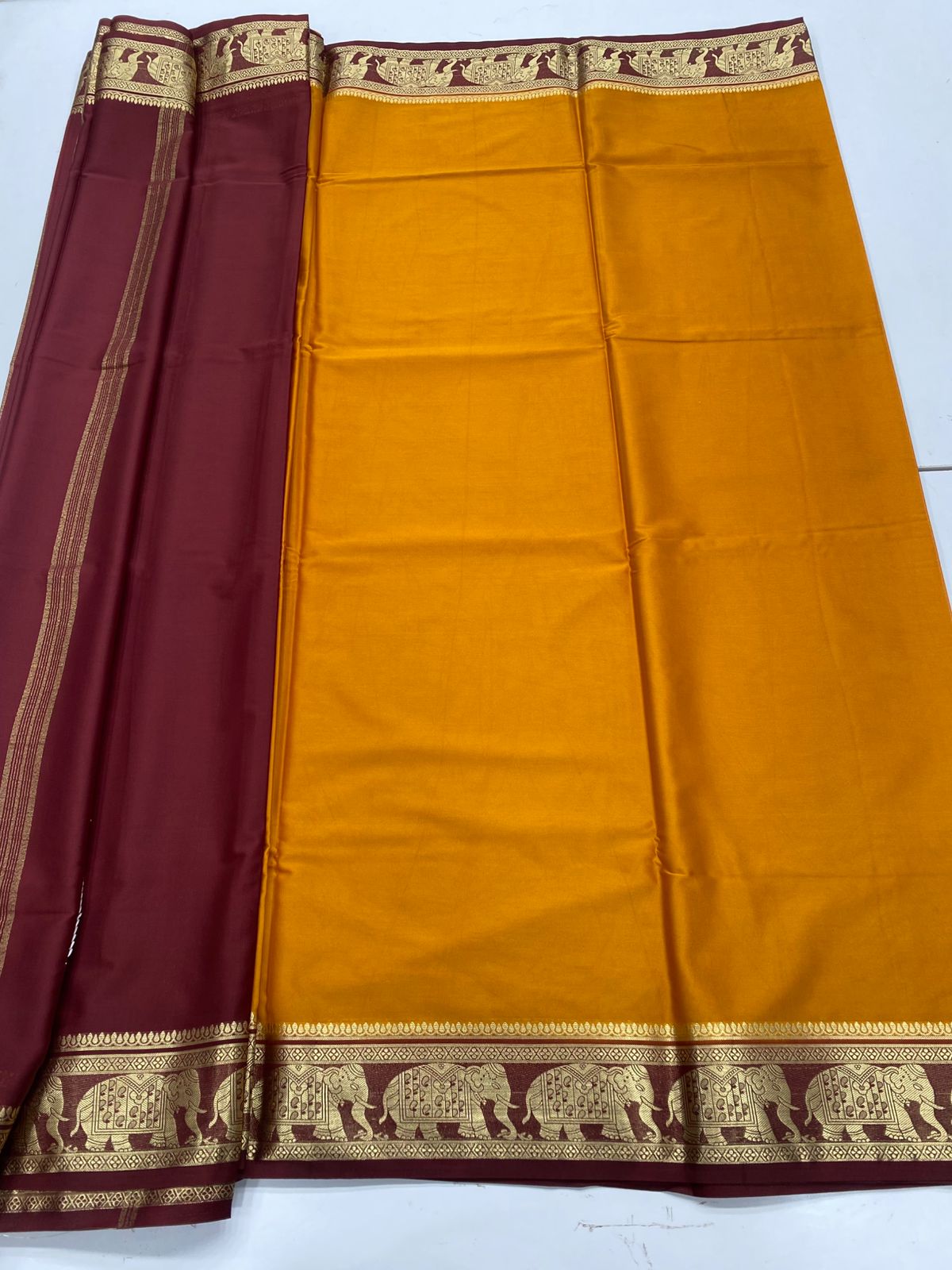 Mysore Crepe Elephant Border Saree(3229C)