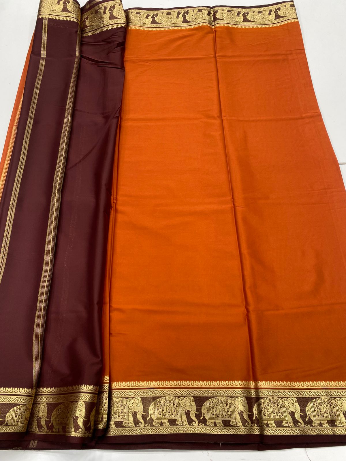 Mysore Crepe Elephant Border Saree(3229C)