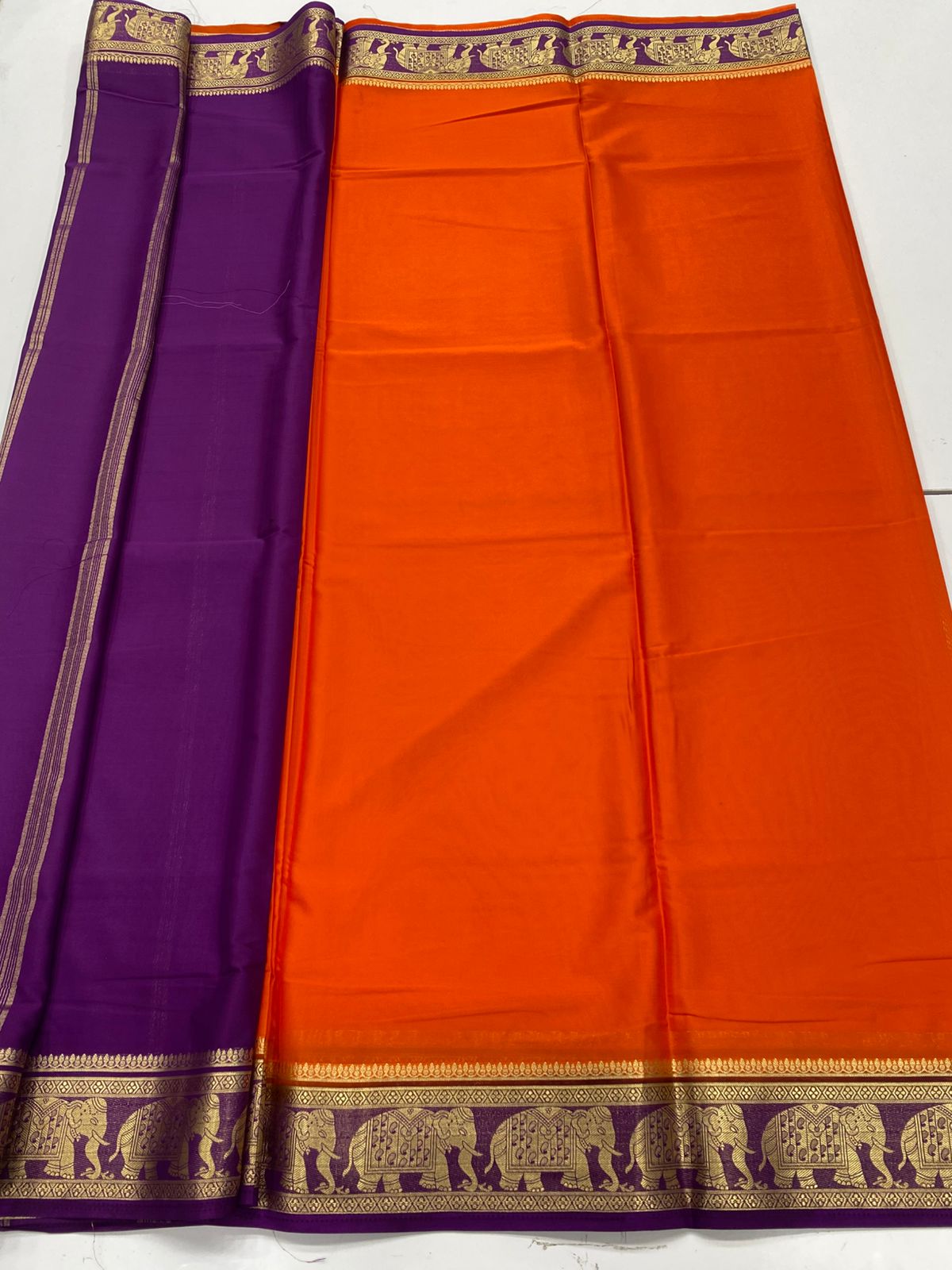 Mysore Crepe Elephant Border Saree(3229C)