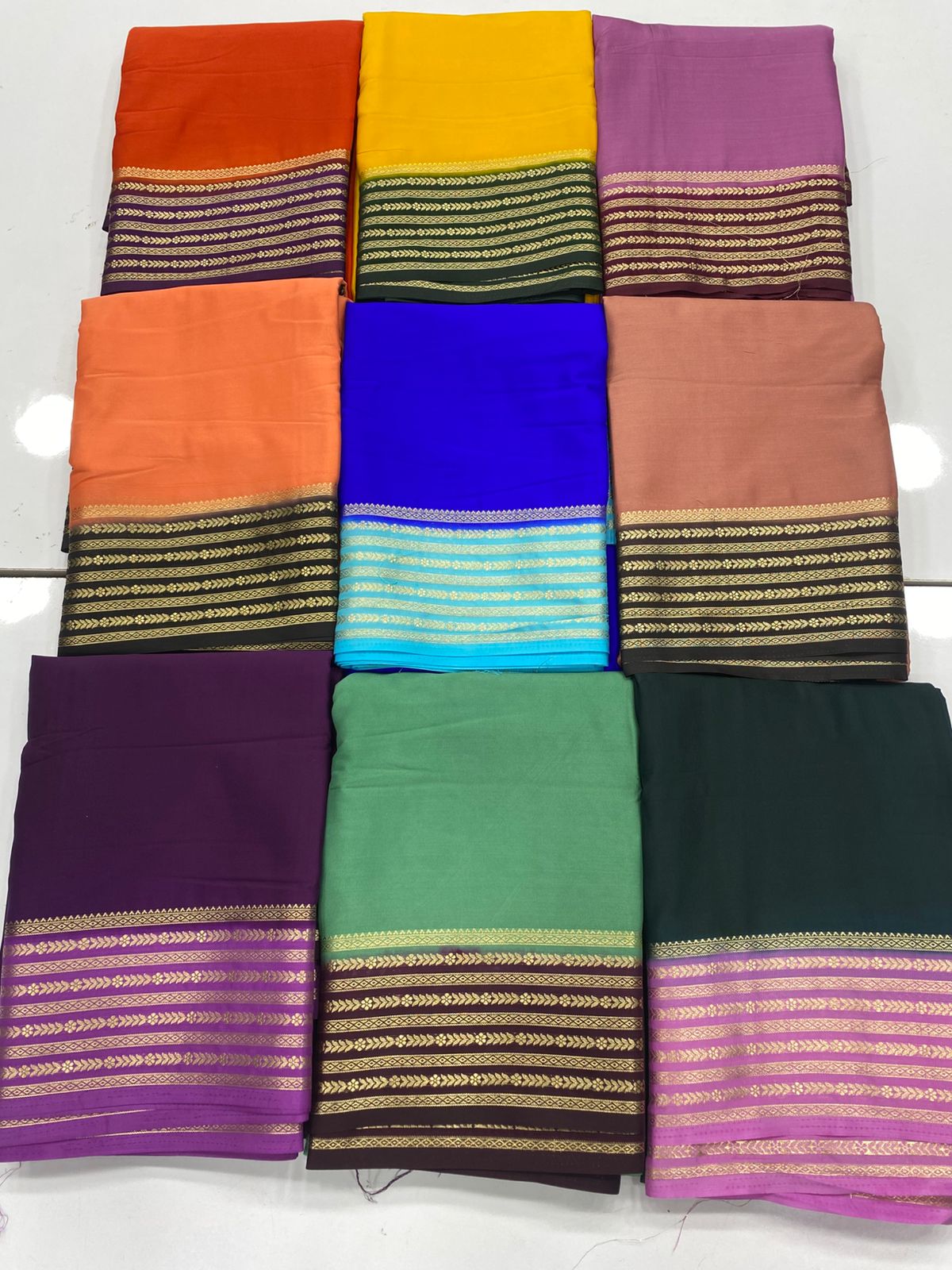 Mysore Crepe Zari Border Saree(3232A)