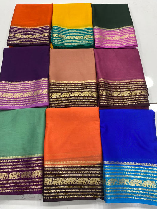 Mysore Crepe Zari Border Saree ( 3232B-R21 )