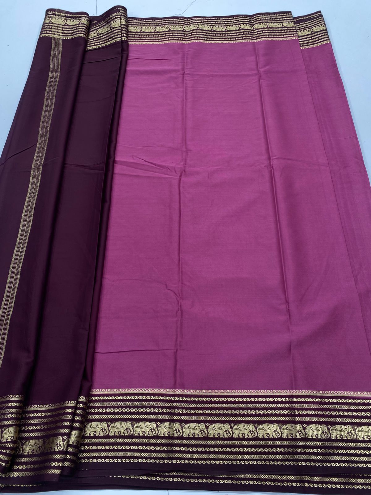 Mysore Crepe Zari Border Saree(3232B)