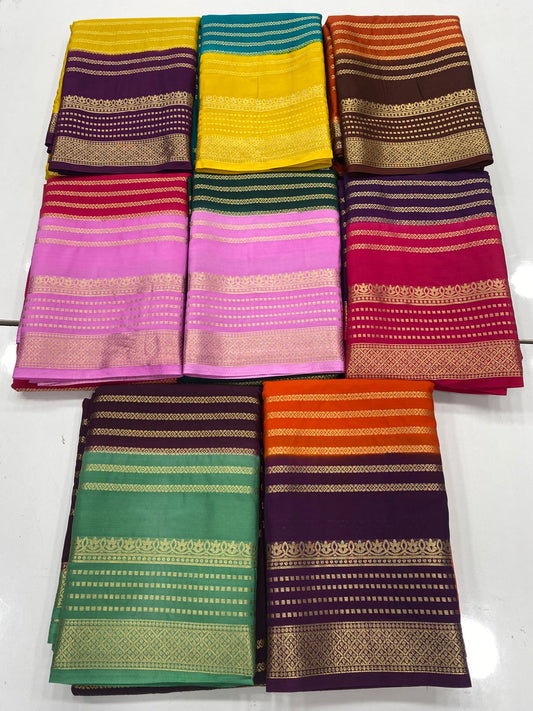 Mysore Crepe Mysore Lines Saree ( 3226-R34 )