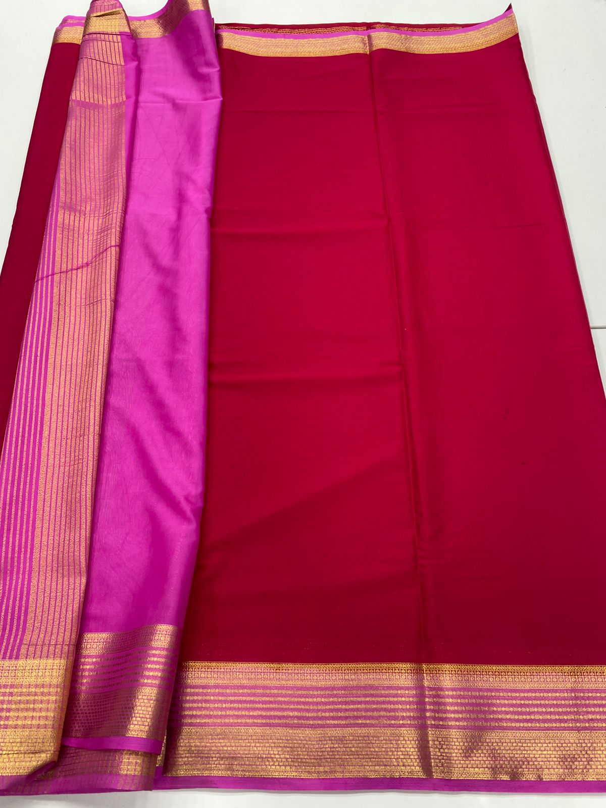 Mysore Crepe Zari Border Saree(3233A)