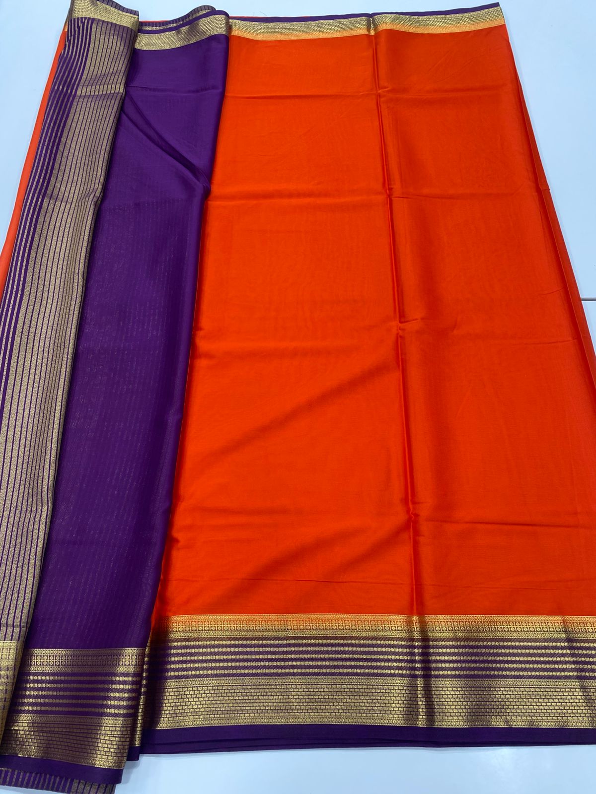 Mysore Crepe Zari Border Saree(3233A)