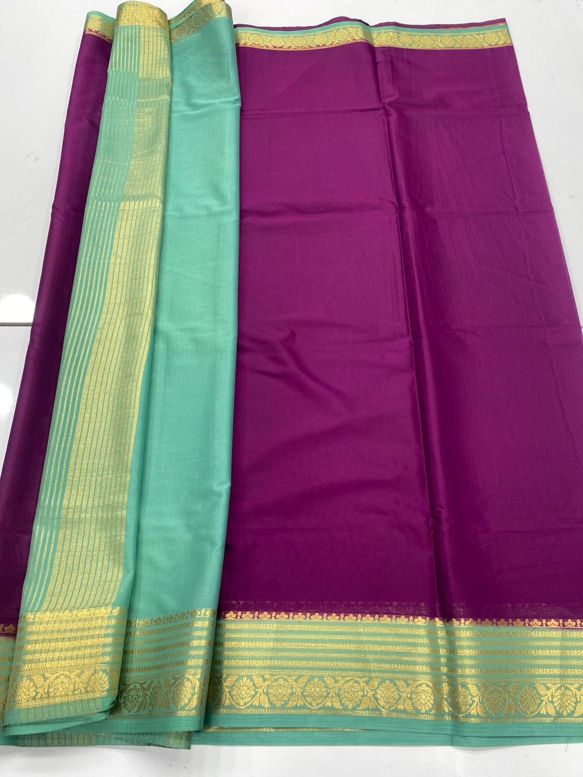 Mysore Crepe Zari Border Saree(3233B)