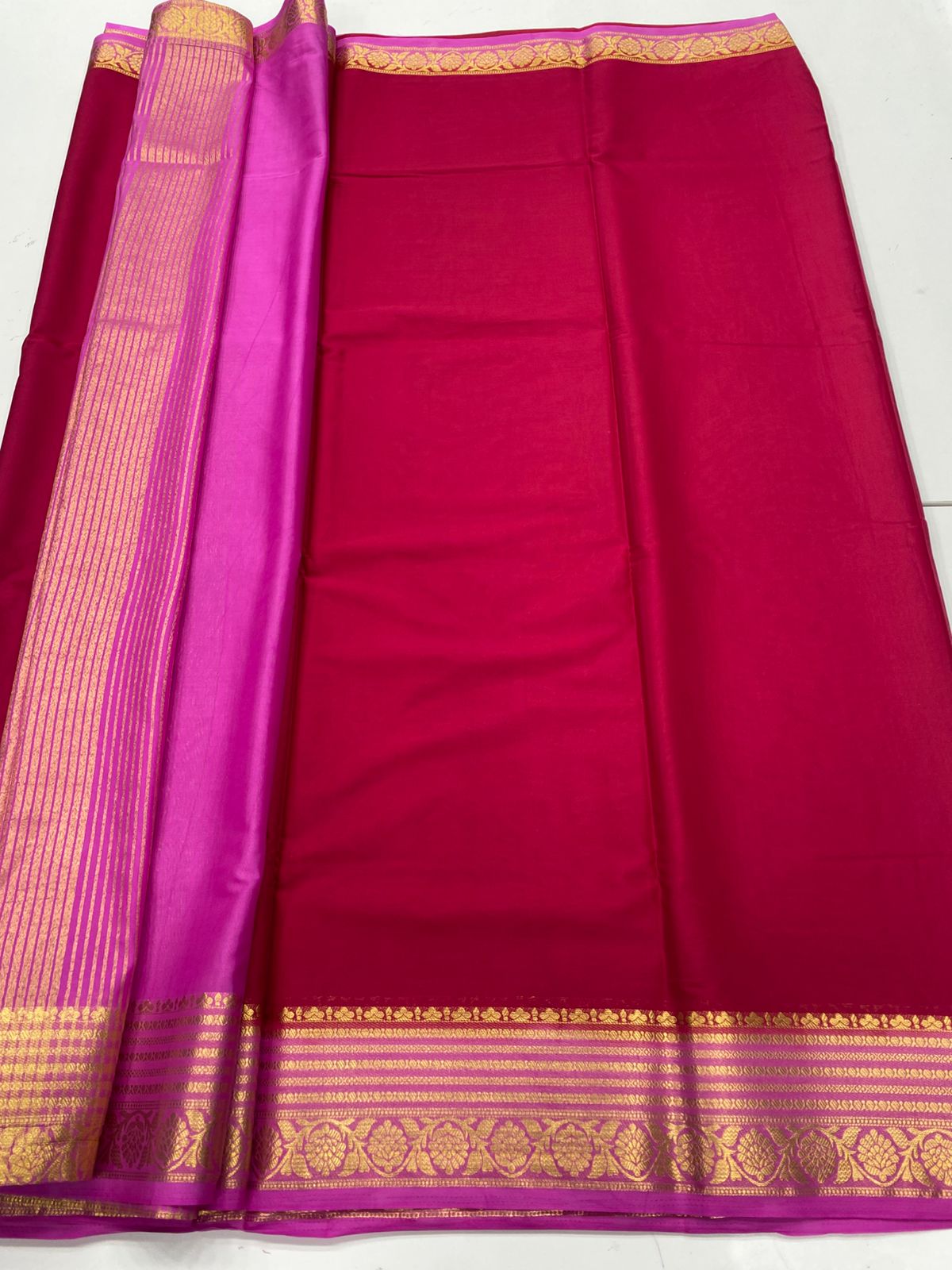 Mysore Crepe Zari Border Saree(3233B)