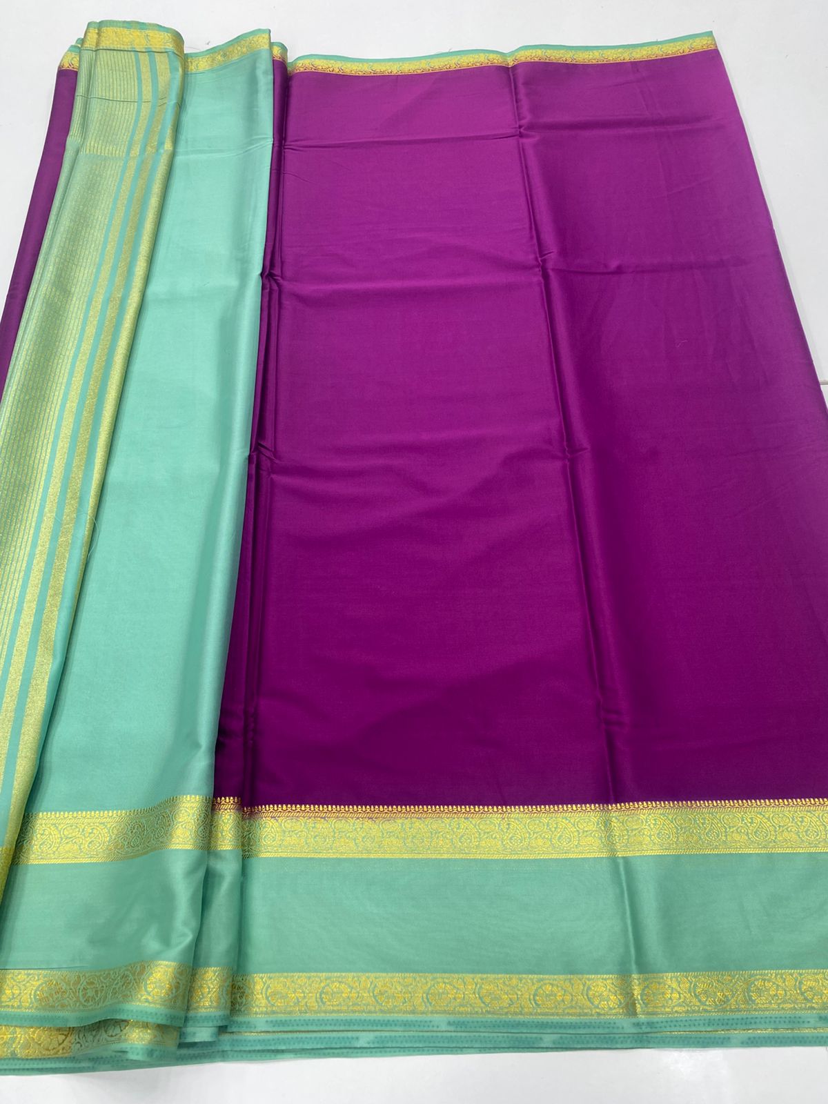 Mysore Crepe Zari Border Saree(3233G)