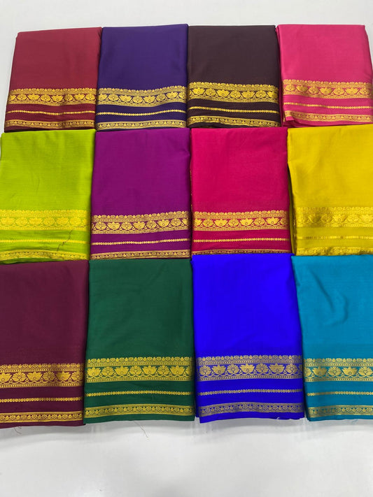 Mysore Crepe Self Lotus Border Saree(3238)