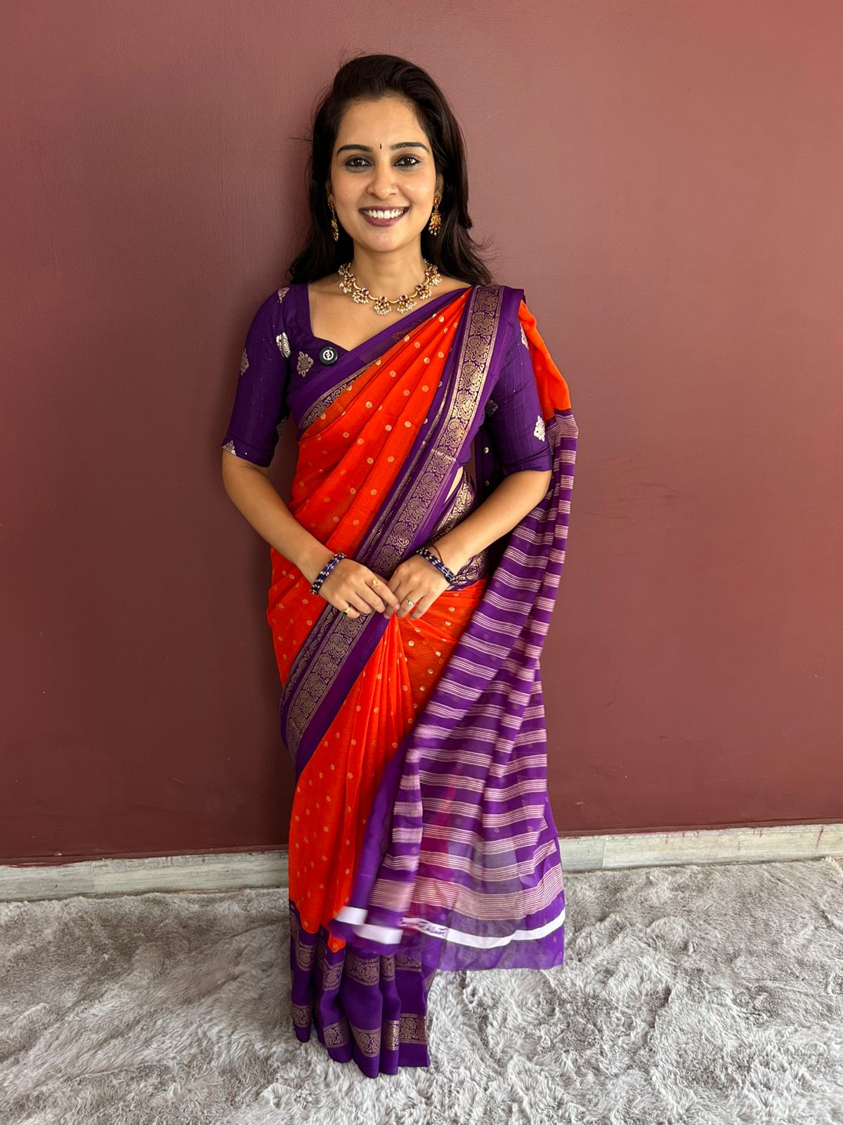 Fancy Georgette Foil Print Saree(3176A)